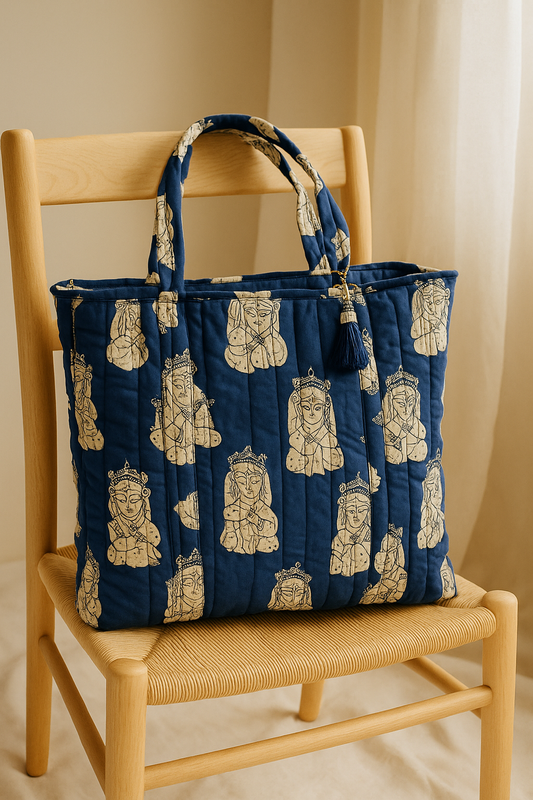 Divine Devi Handmade Zipper Shoulder Bag with Bottle Holder Pocket