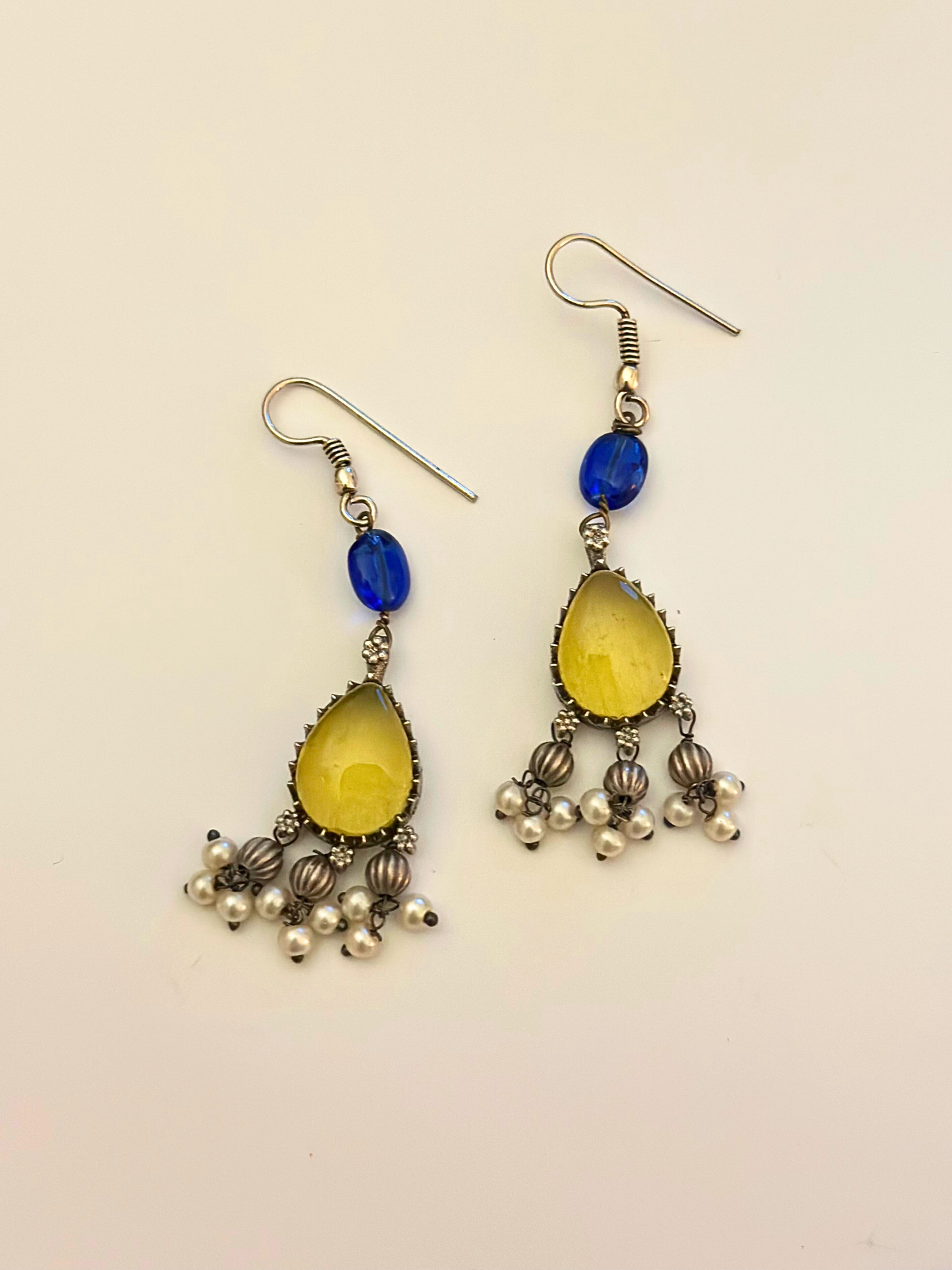 Blue Talisman Statement Necklace Set with Earrings
