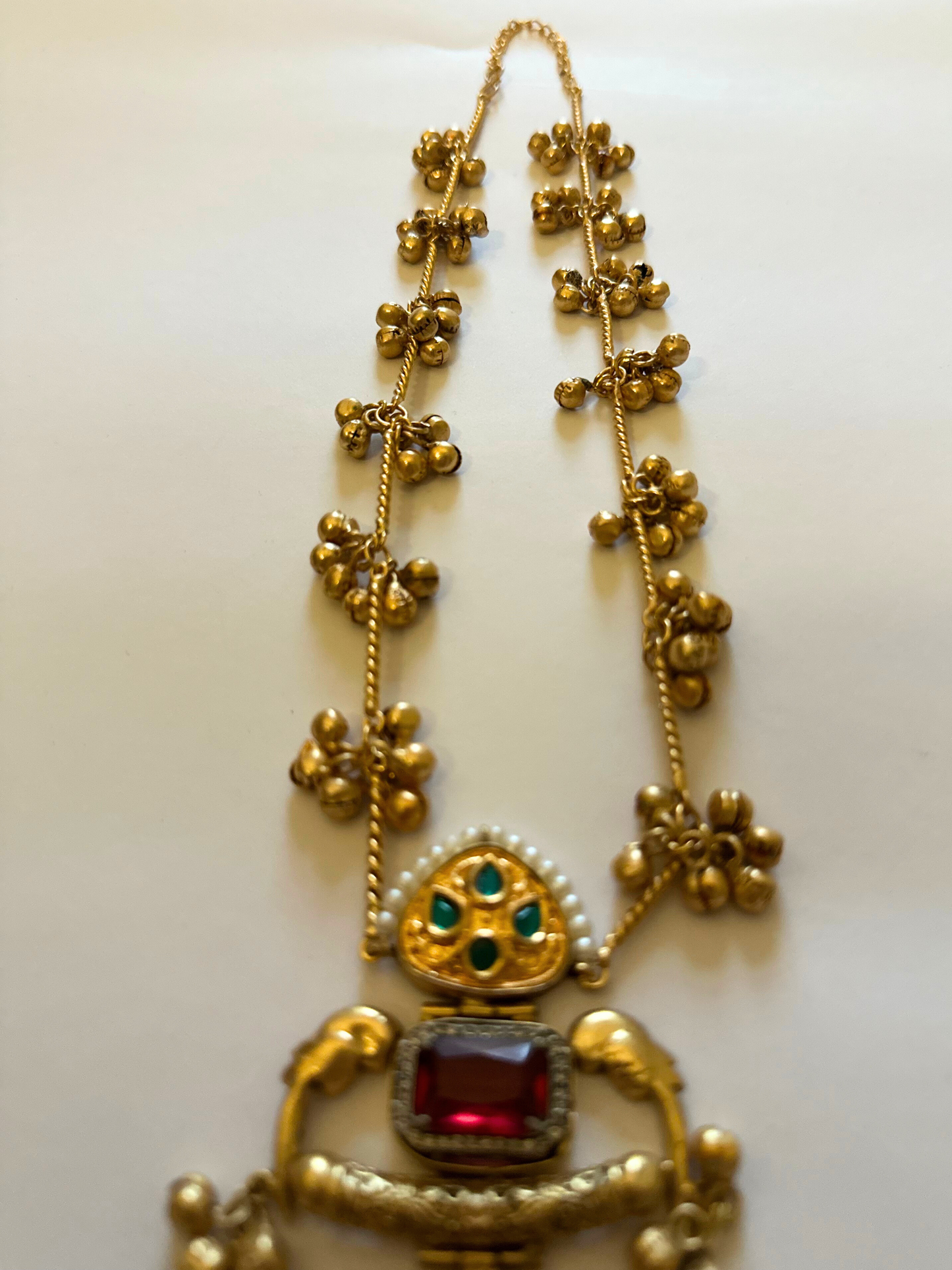 Golden Parakeet Longchain Necklace with Bell Accents