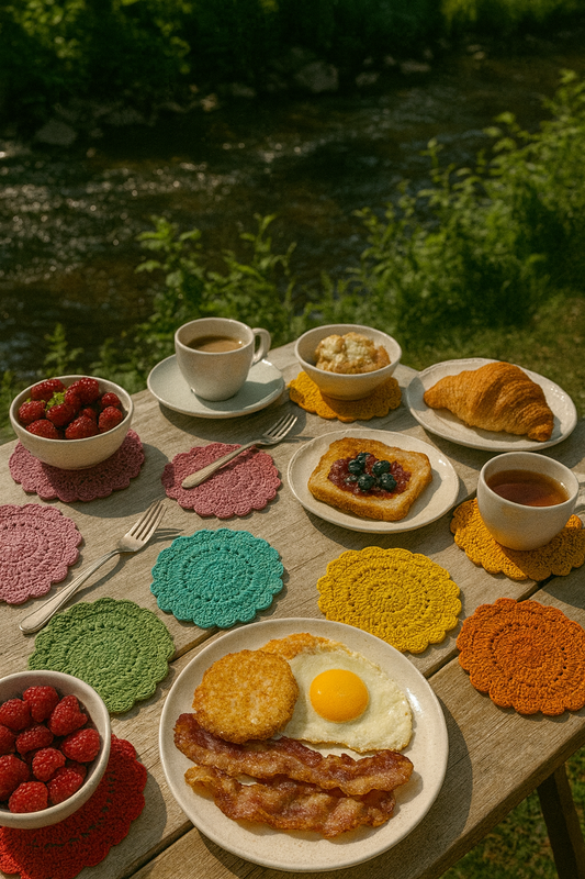 Mandala handmade crochet coaster, eco-friendly cotton tableware