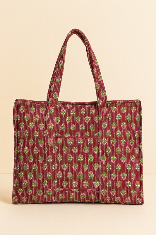 Bag-a-bloom Handmade Zipper Shoulder Bag with Bottle Holder Pocket