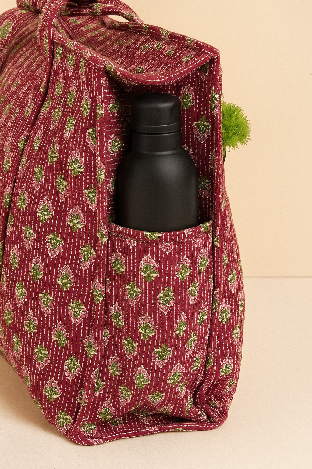Bag-a-bloom Handmade Zipper Shoulder Bag with Bottle Holder Pocket