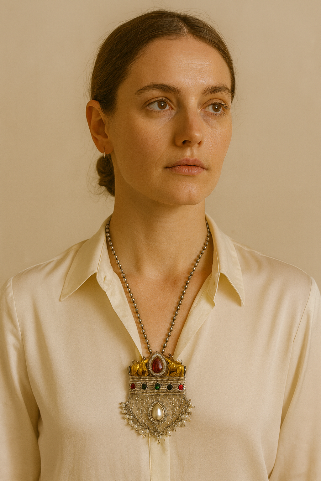 Nandira Longchain Necklace set with Earrings
