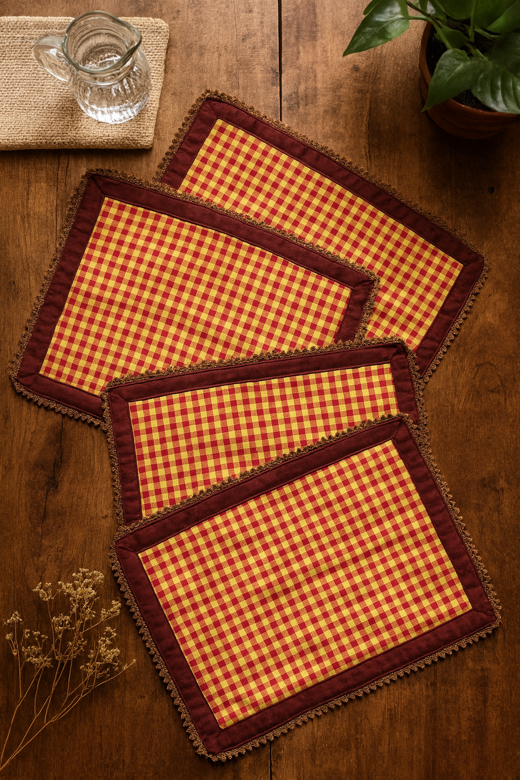 Crimson Harvest Quilted Placement Mats Set of 4