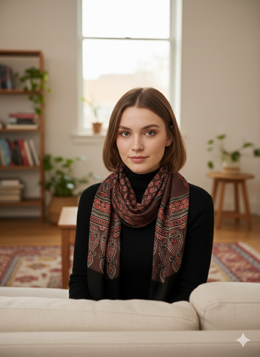 Mirage Ajrakh Silk Stole