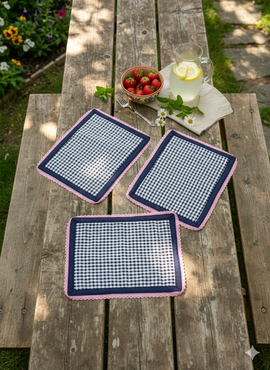 Nautical Bloom Quilted Placement Mats Set of 4