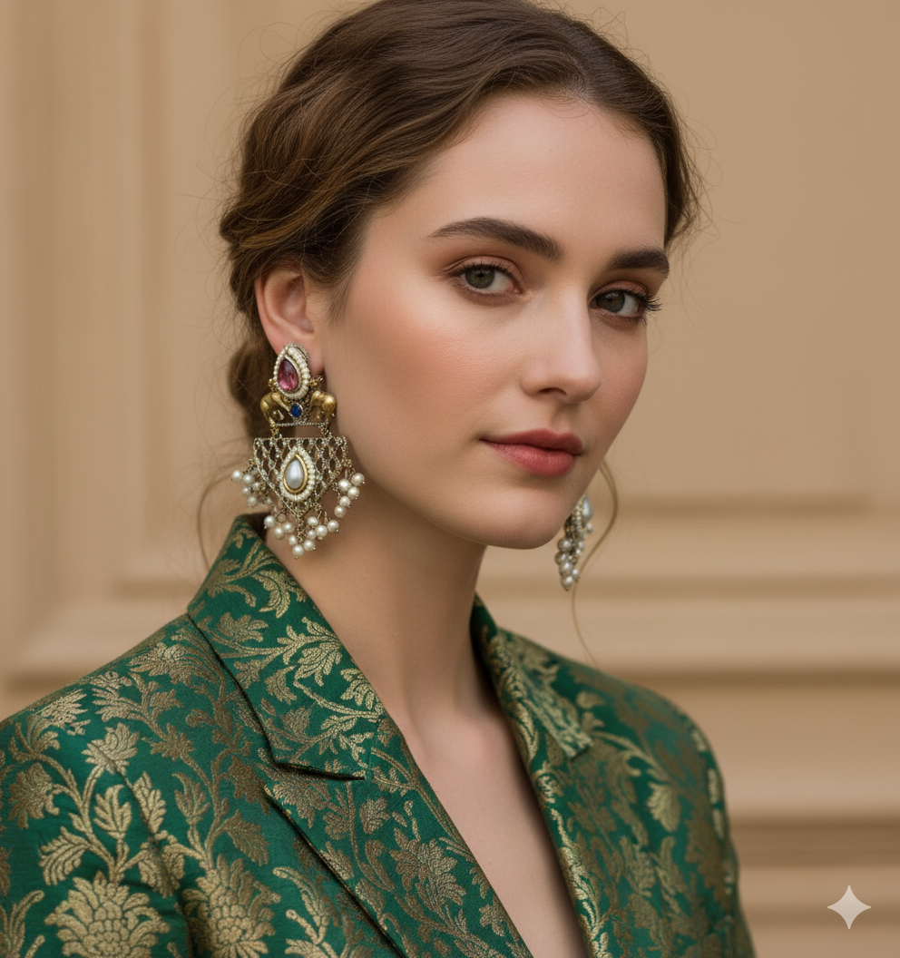 Nandira Longchain Necklace set with Earrings