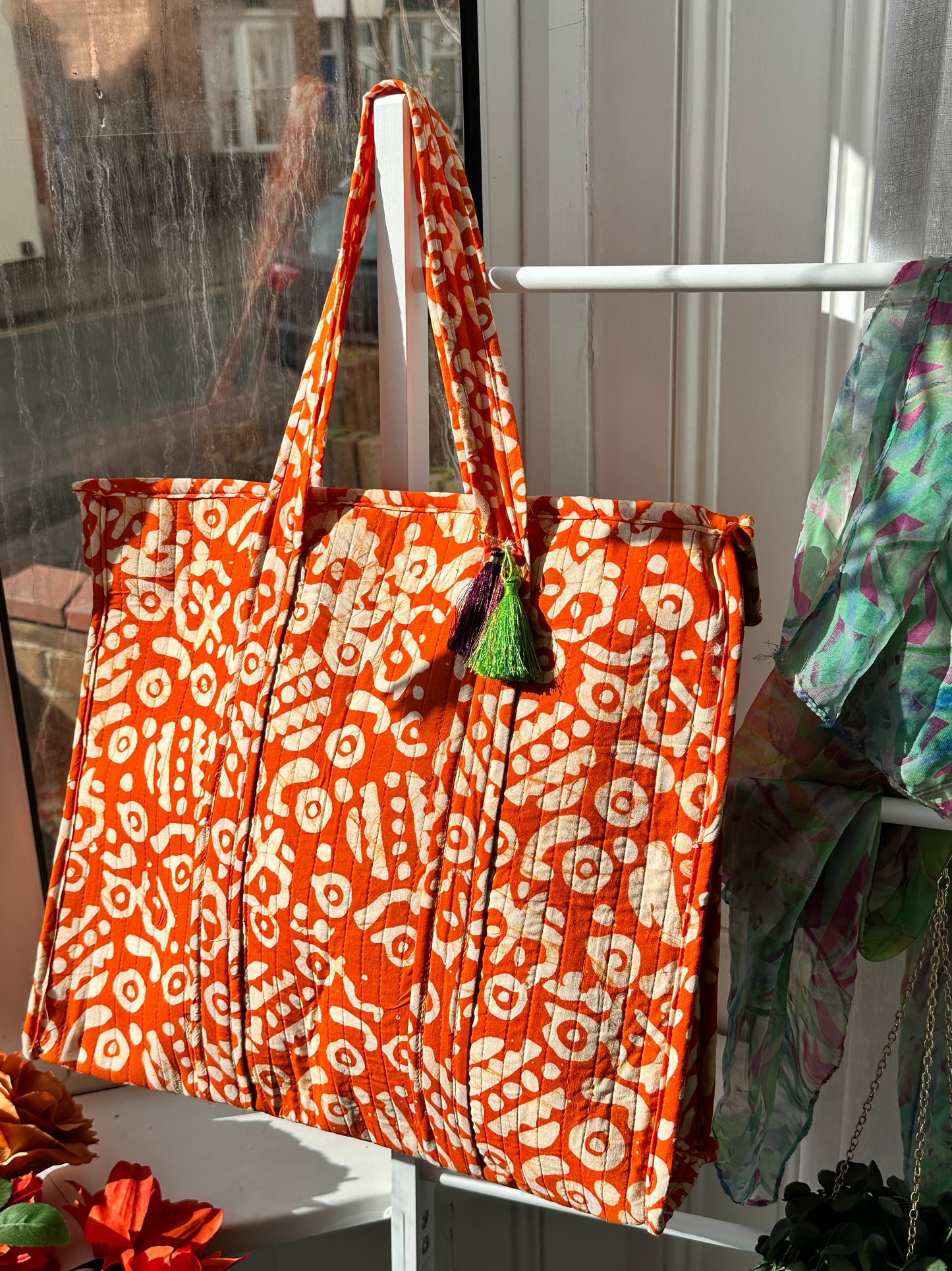 Dusk and Doodle Handmade Zipper Shoulder Bag with Tassels