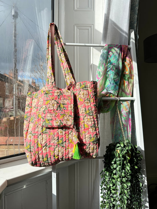 Blossom Bloom Handmade Tote Bag with a Mini Pouch