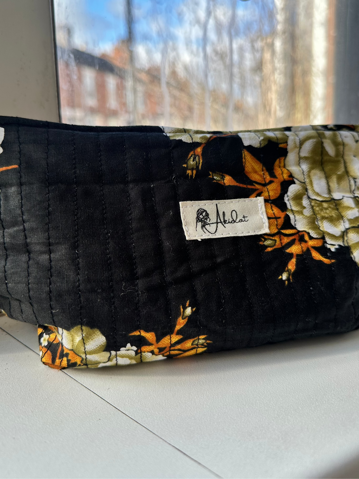 Vintage Flora Quilted Handmade Zipper Tote Bag with scarf and Matching Mini Pouch