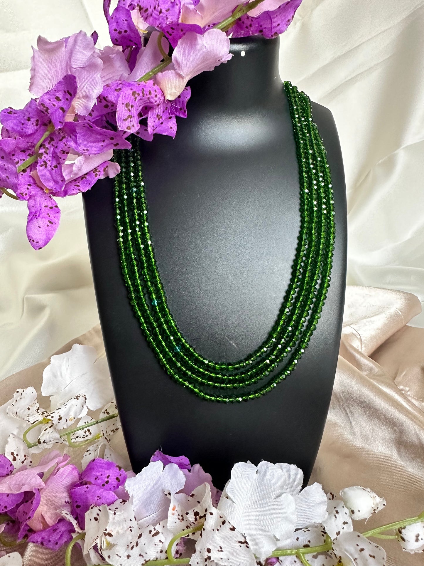Hanging Garden 4 Layer Crystal Beaded Necklace