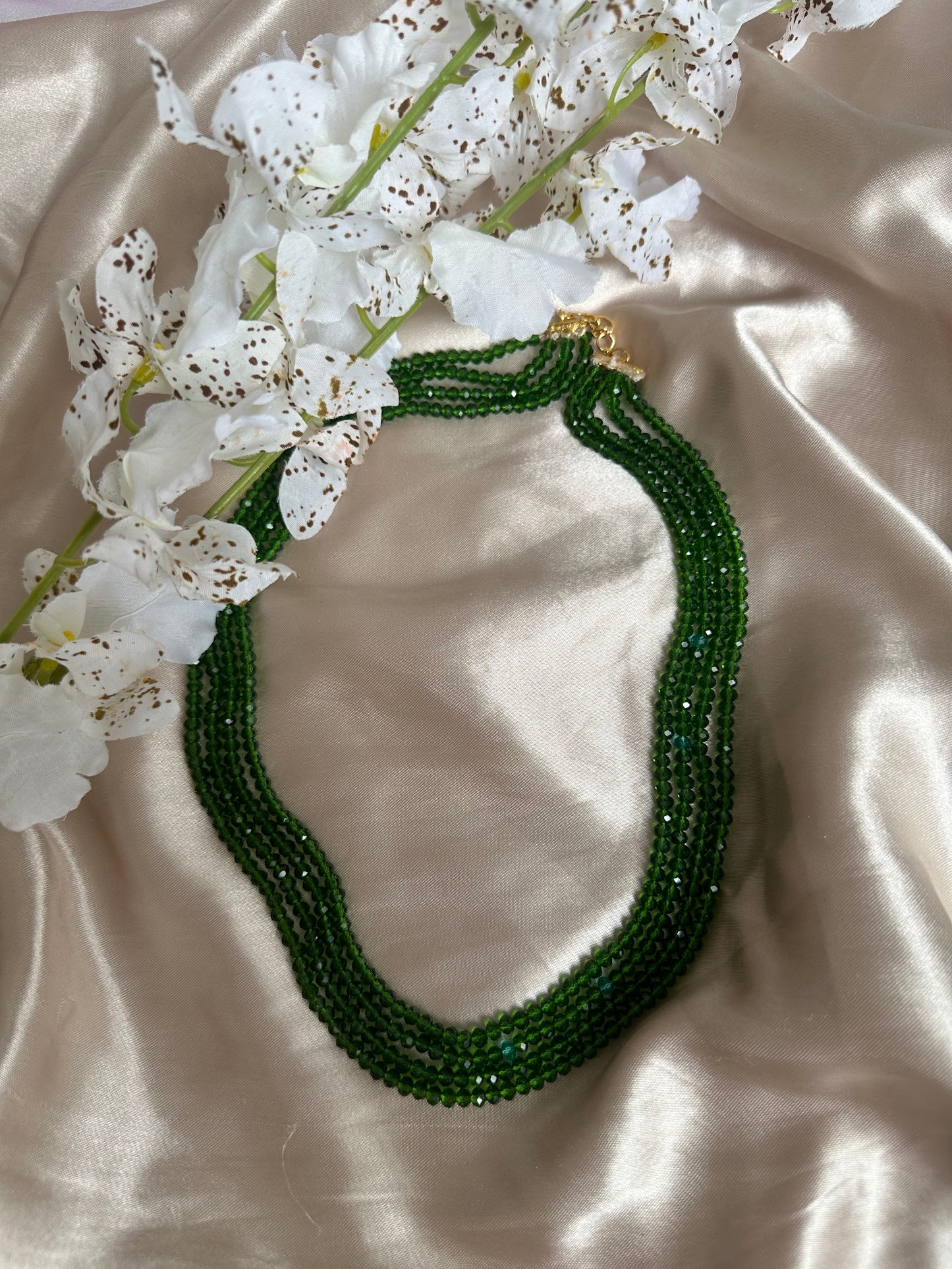 Hanging Garden 4 Layer Crystal Beaded Necklace