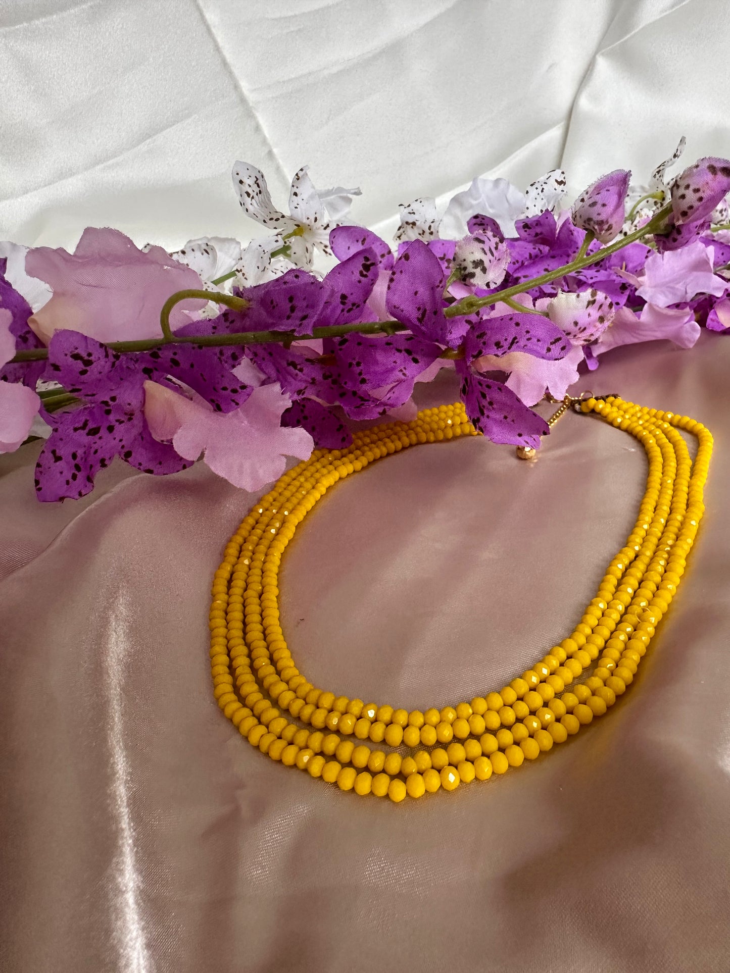 Marigold 4 Layer Crystal Beaded Necklace