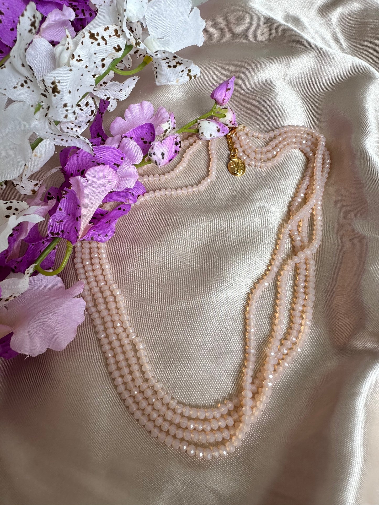 Romantic Radiance 4 Layer Crystal Beaded Necklace