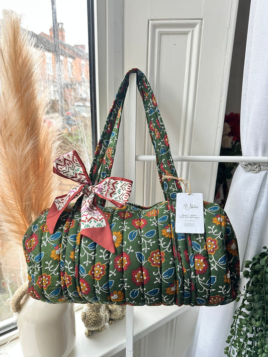 Rustic Floral Reusable eco-friendly quilted Duffle Bag