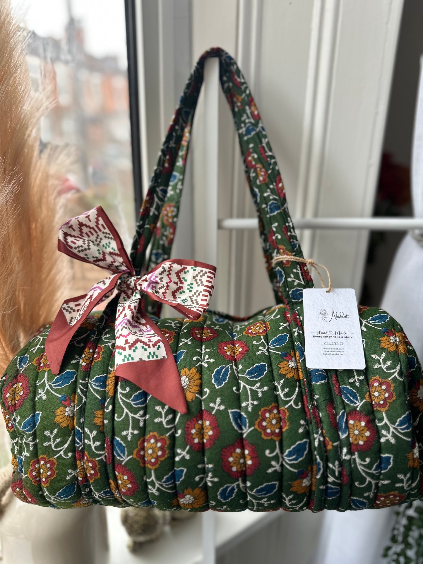 Rustic Floral Reusable eco-friendly quilted Duffle Bag