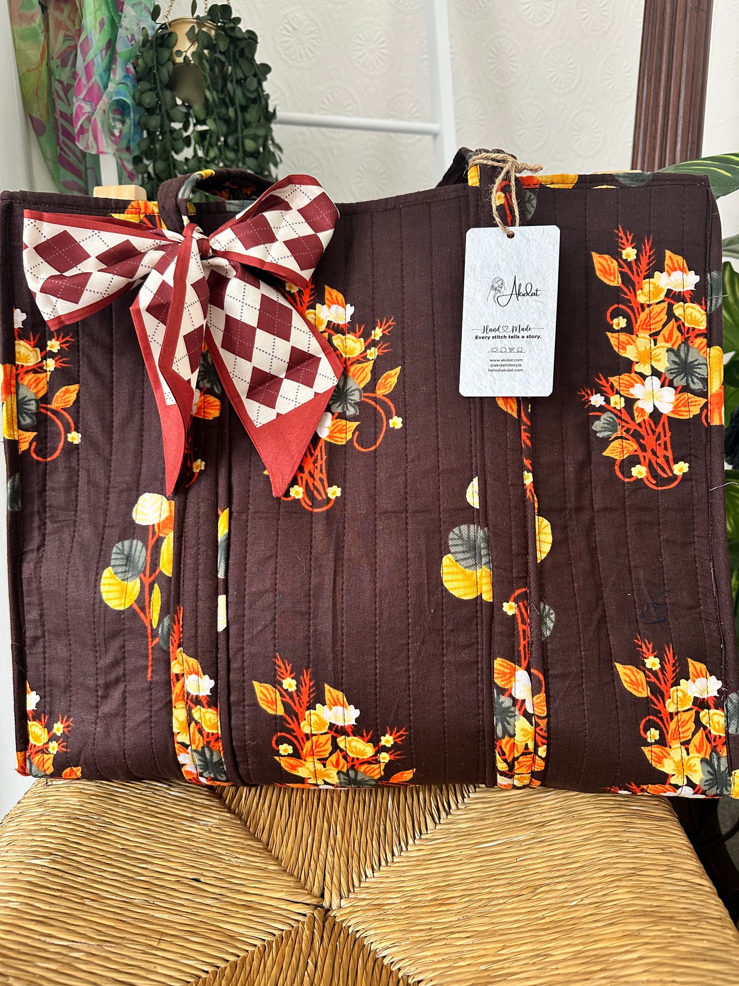 Large Quilted Handmade Tote Bag – Office, Laptop & Everyday Use | UK Sustainable Bags