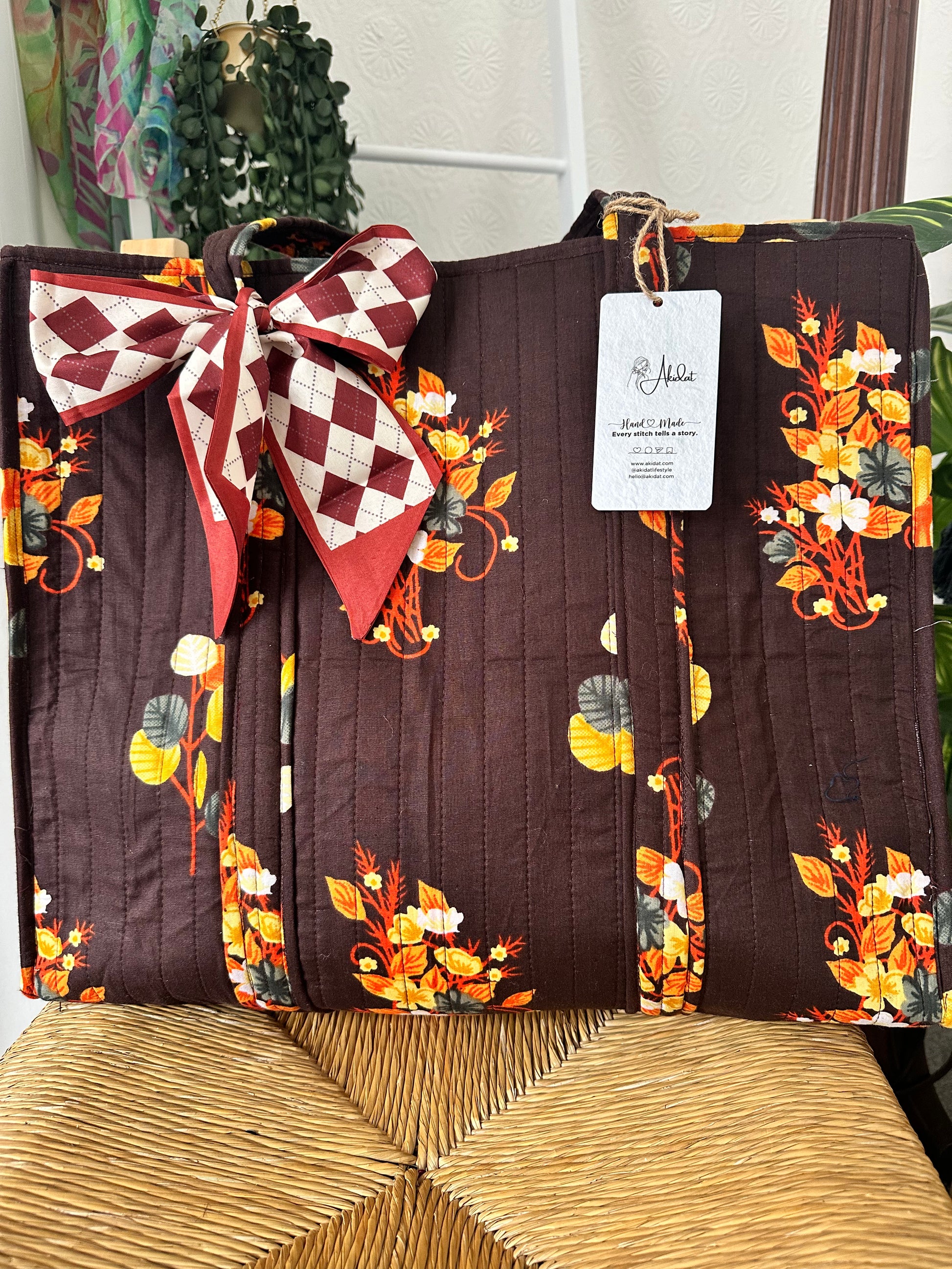 Large Quilted Handmade Tote Bag – Office, Laptop & Everyday Use | UK Sustainable Bags