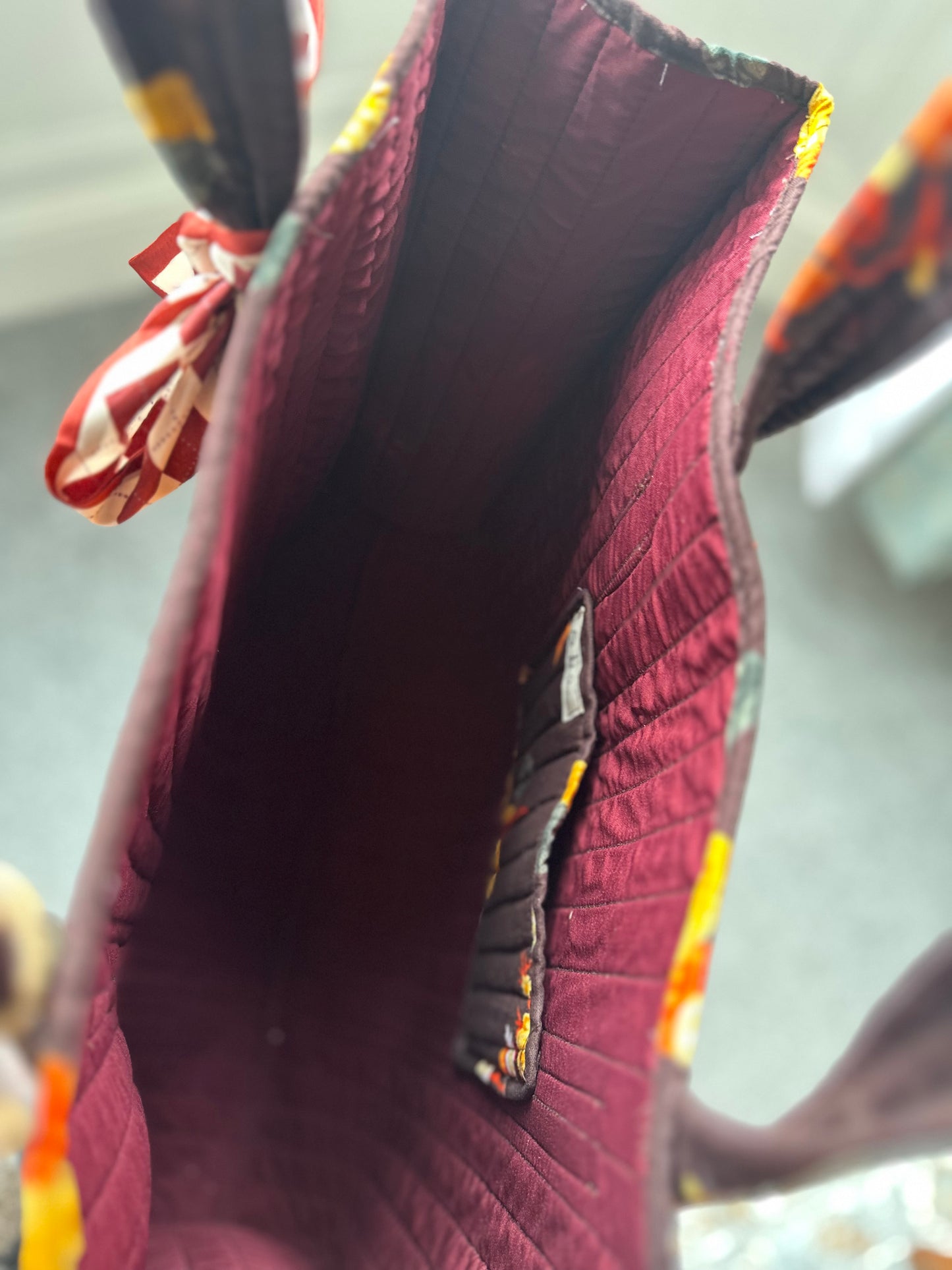 Cocoa Garden Quilted Handmade Zipper Shoulder Bag with Scarf Bow - Women's Sustainable Fashion