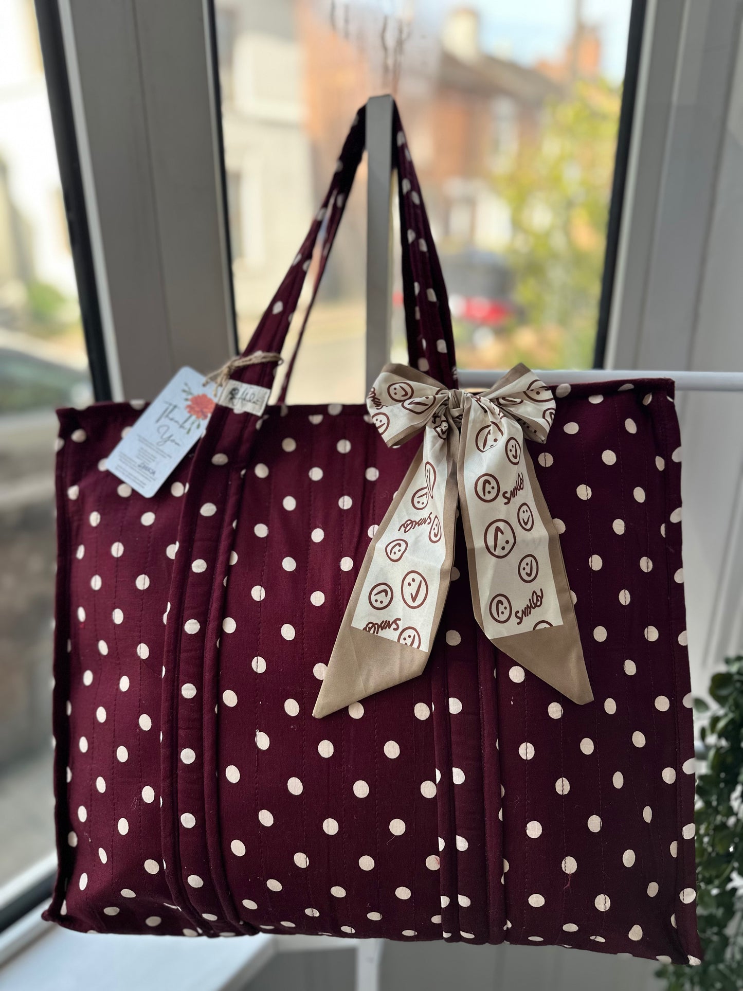 Cherry on the Top Polka Dot Handmade Zipper Shoulder Bag with Scarf
