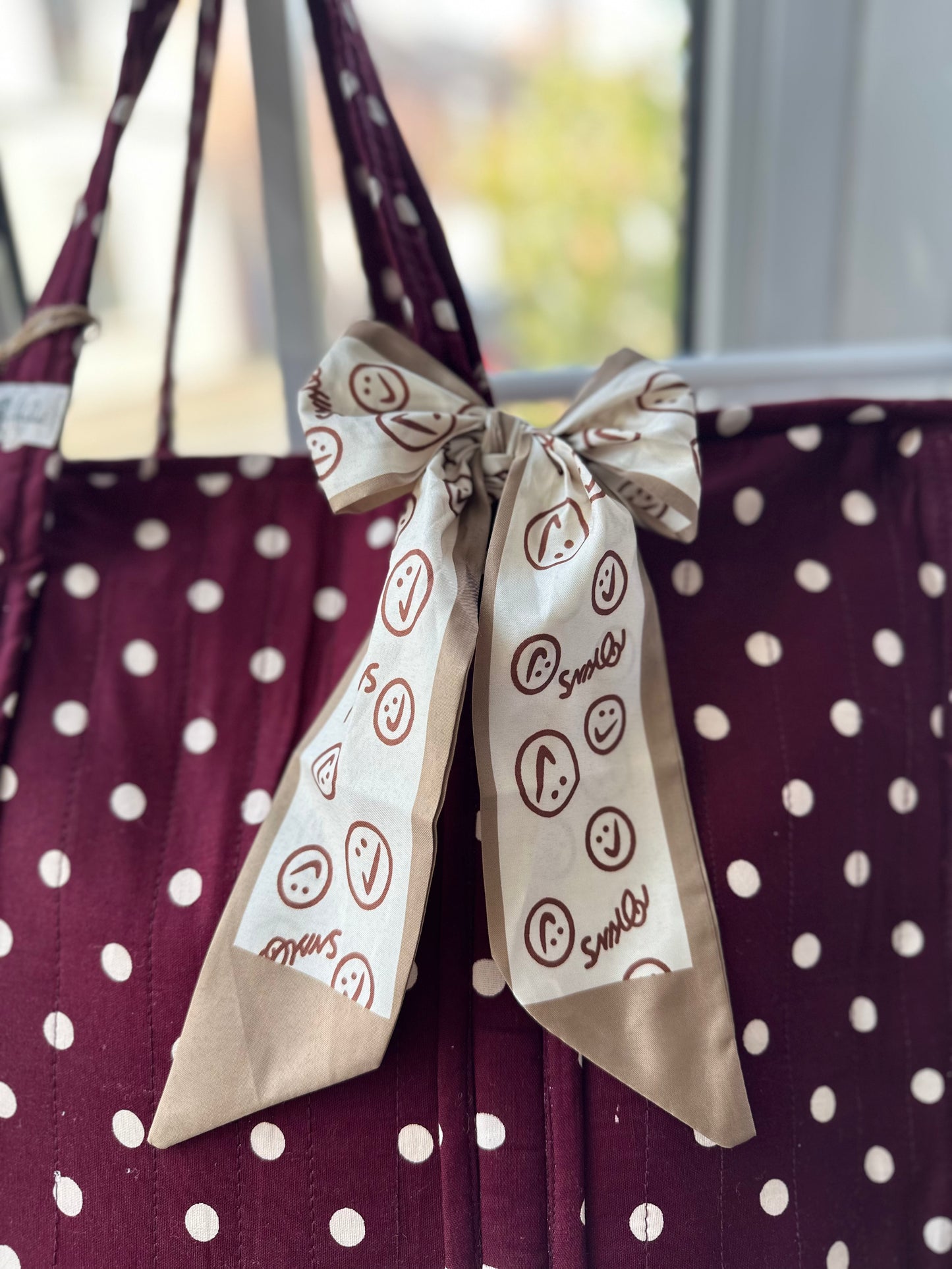 Cherry on the Top Polka Dot Handmade Zipper Shoulder Bag with Scarf