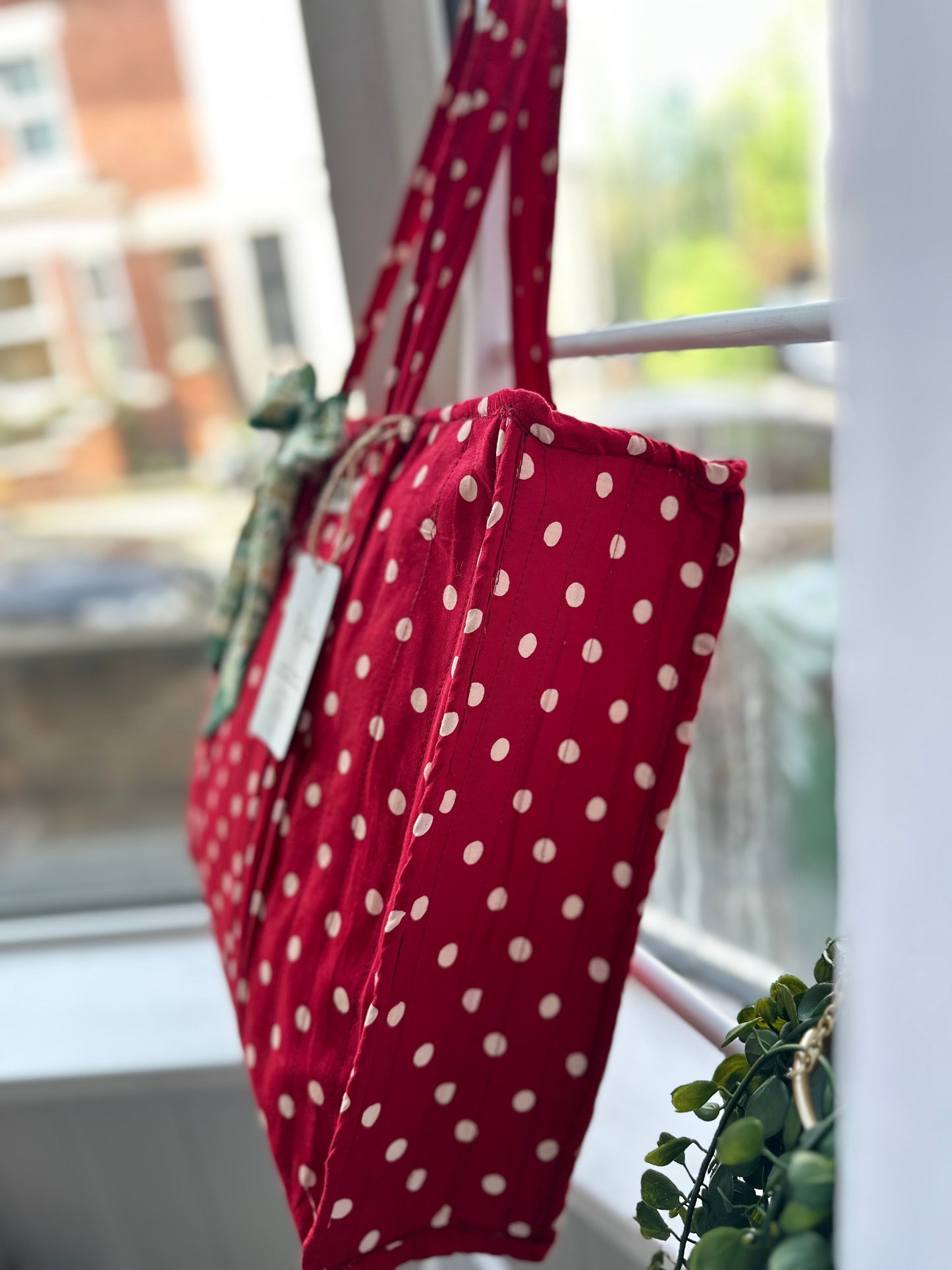 Holly Jolly Polka Dot Handmade Zipper Shoulder Bag with Scarf