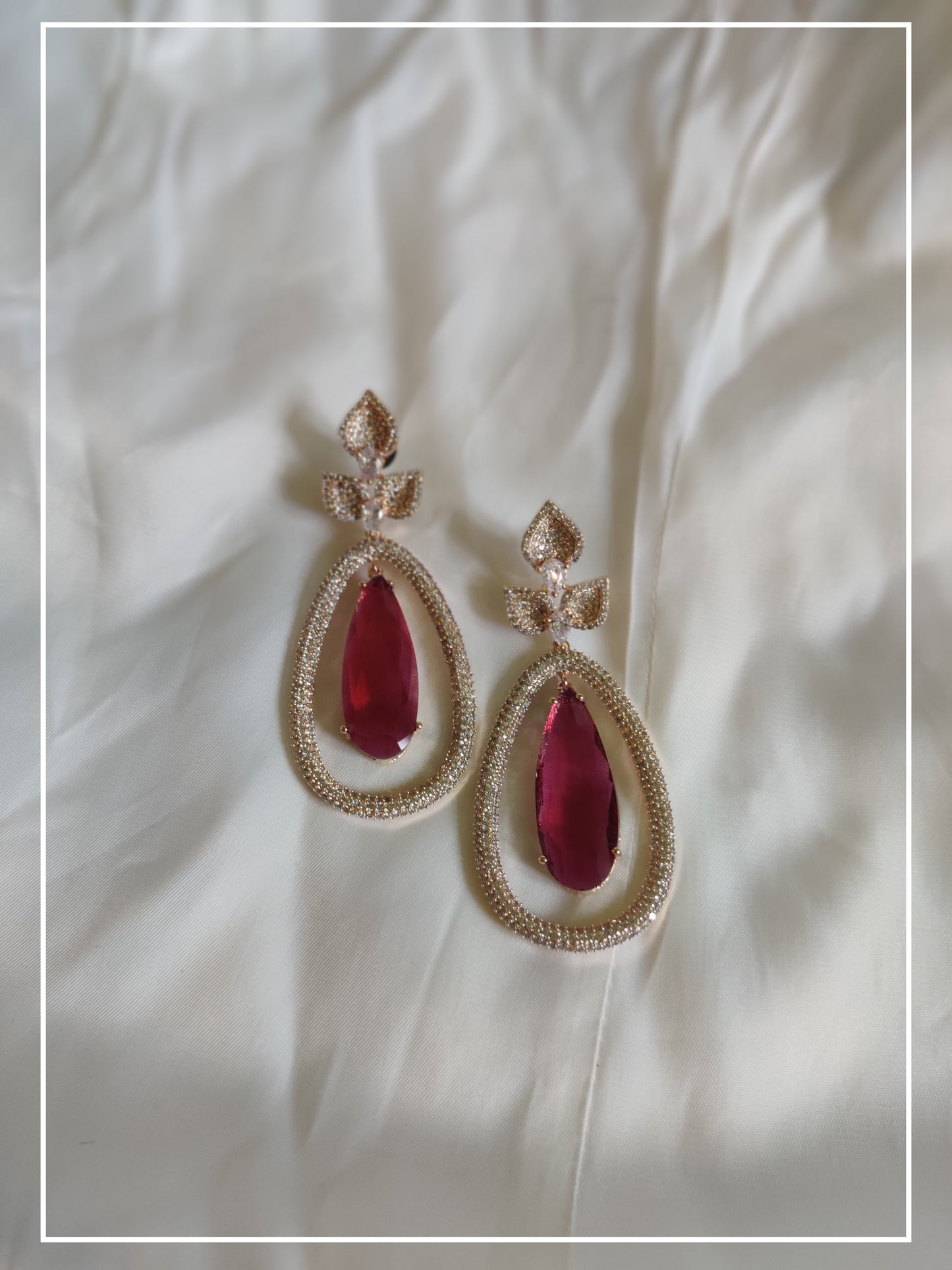 Red Oval AD Drop Earrings