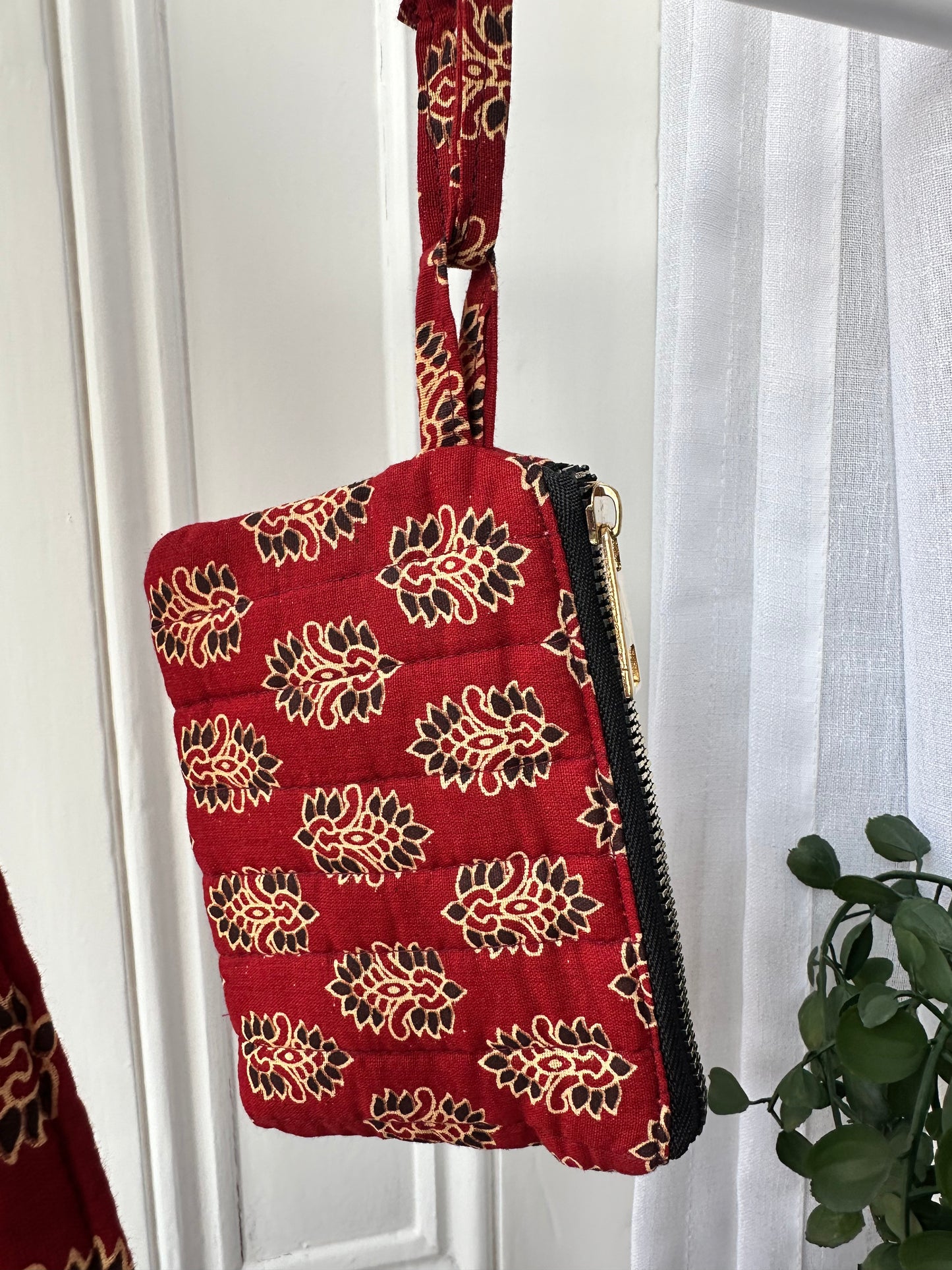 Rooh Ajrakh Blockprint Handmade Tote Bag with tassel and a mini Pouch