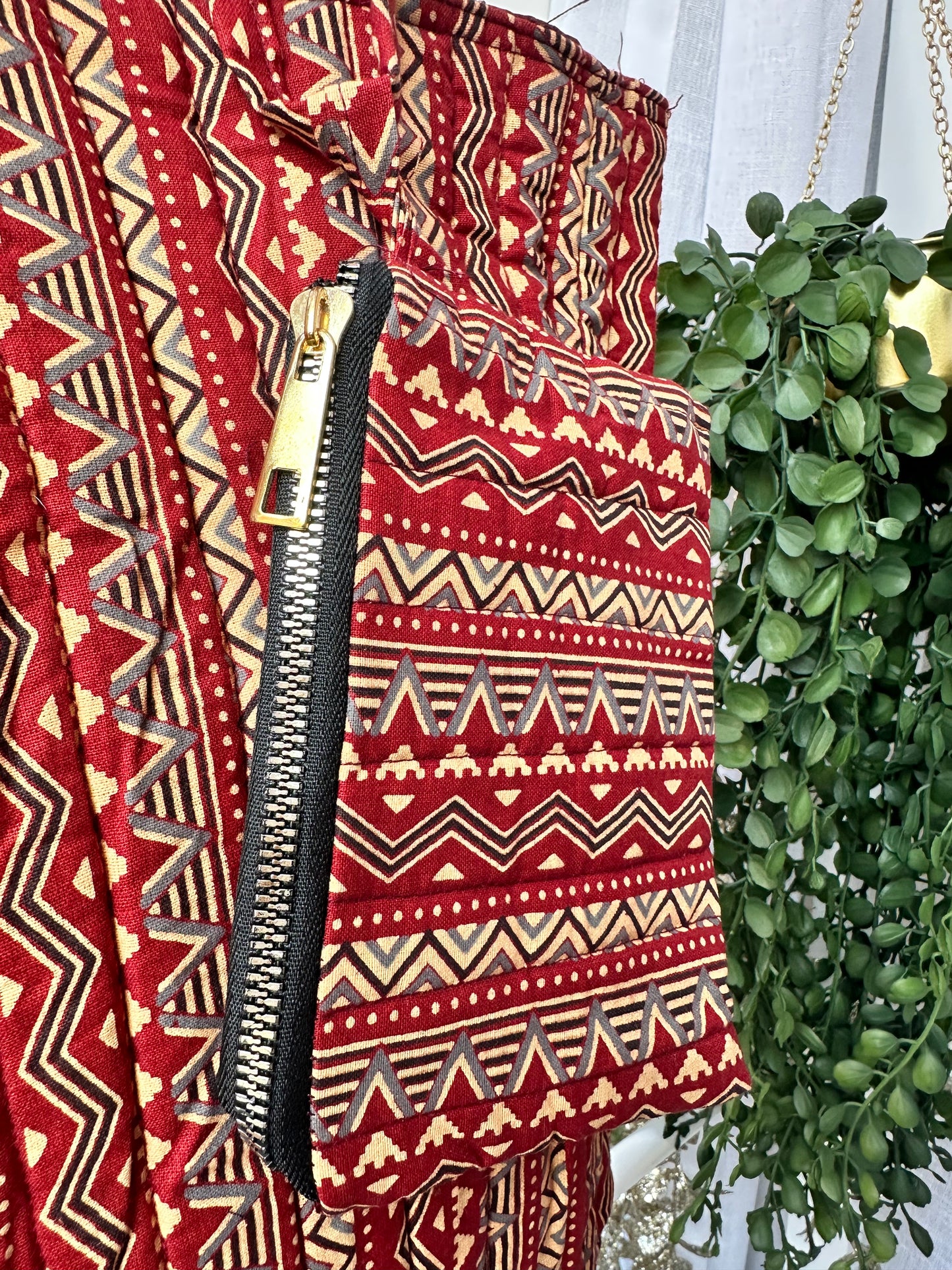 Rekha Block Print Handmade Tote Bag with tassel and a mini Pouch