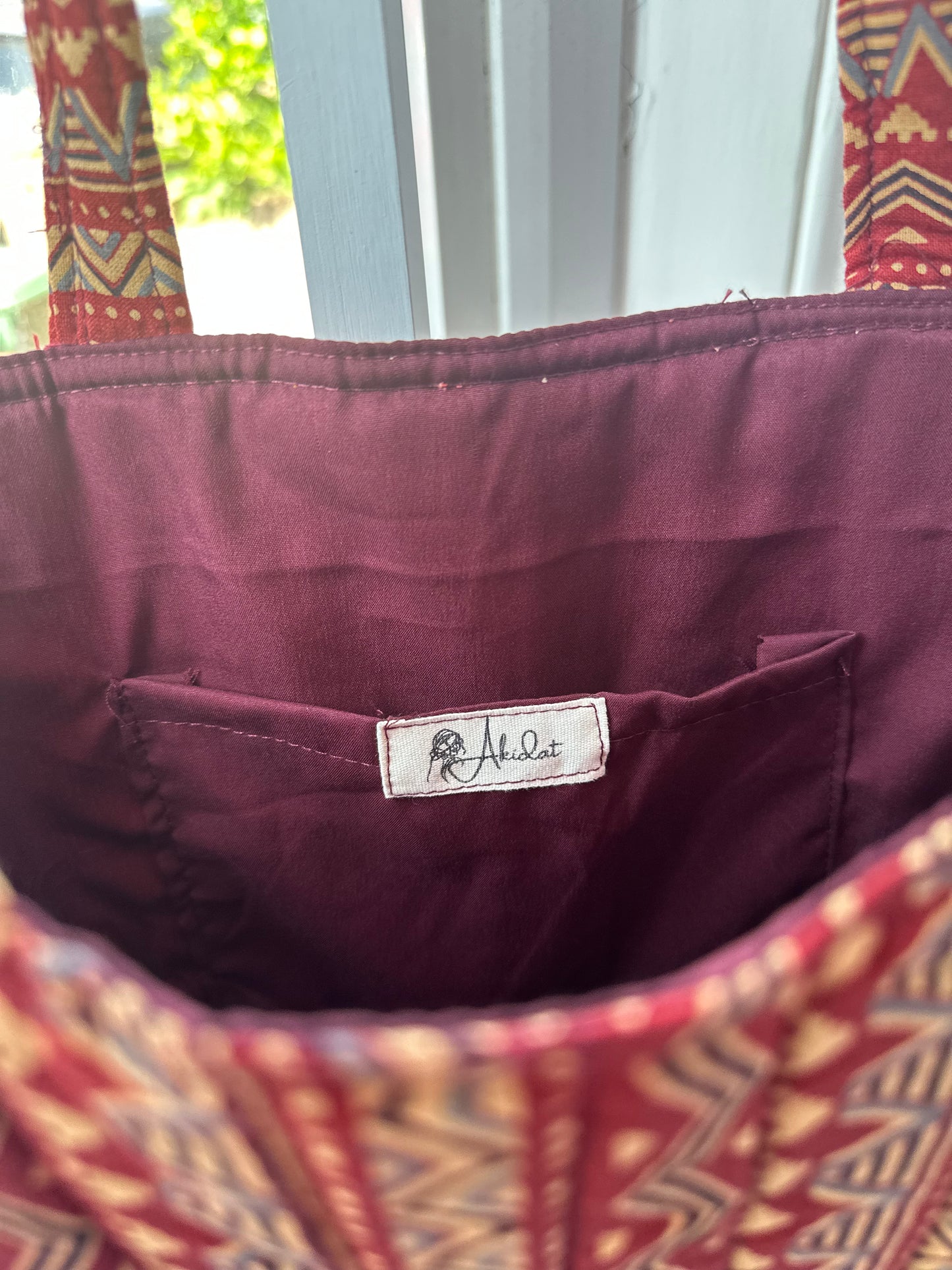 Rekha Block Print Handmade Tote Bag with tassel and a mini Pouch