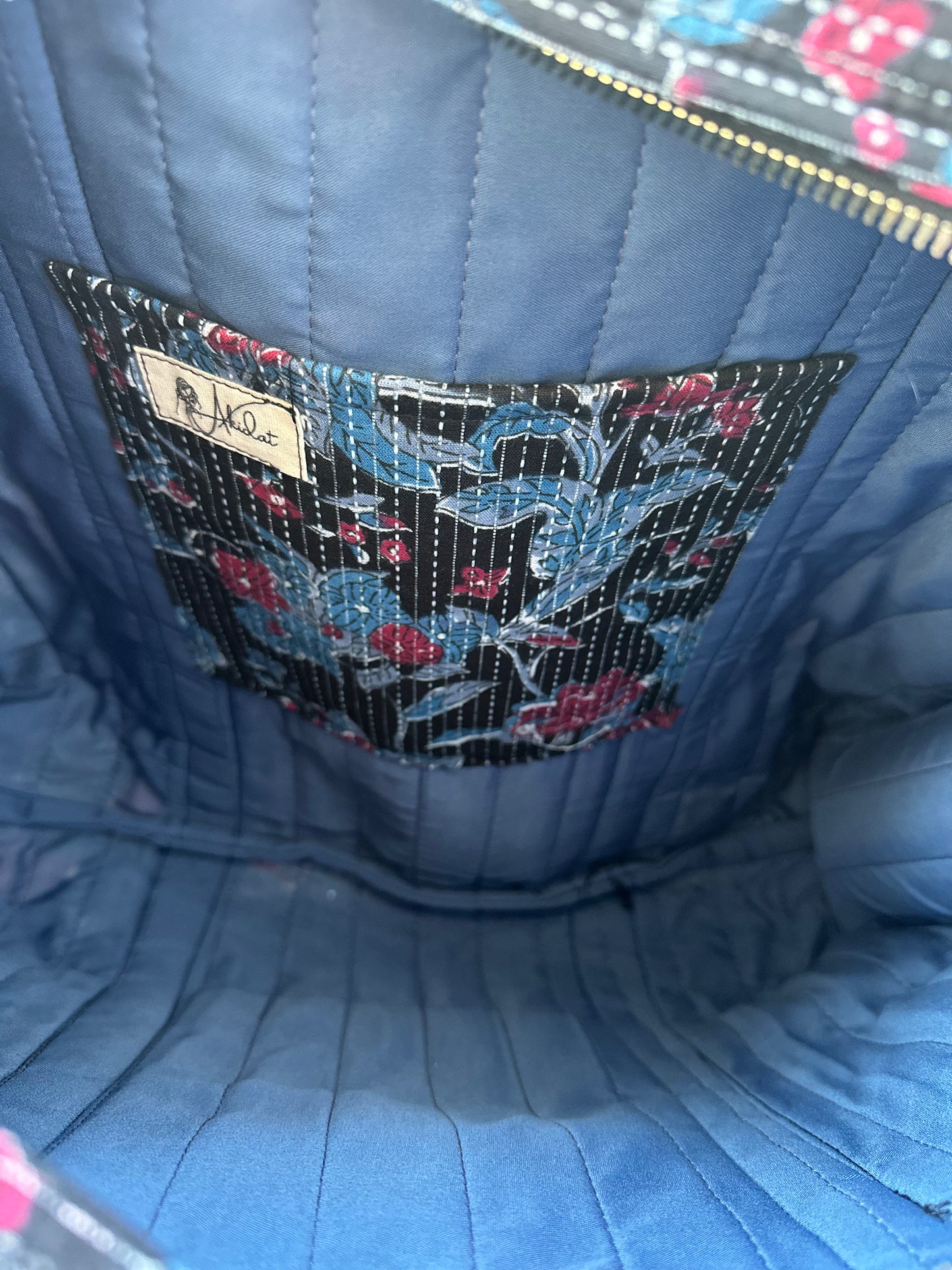 Wildflower Eclipse Handmade Shoulder Bag with Zipper and Bottle Holder Pocket