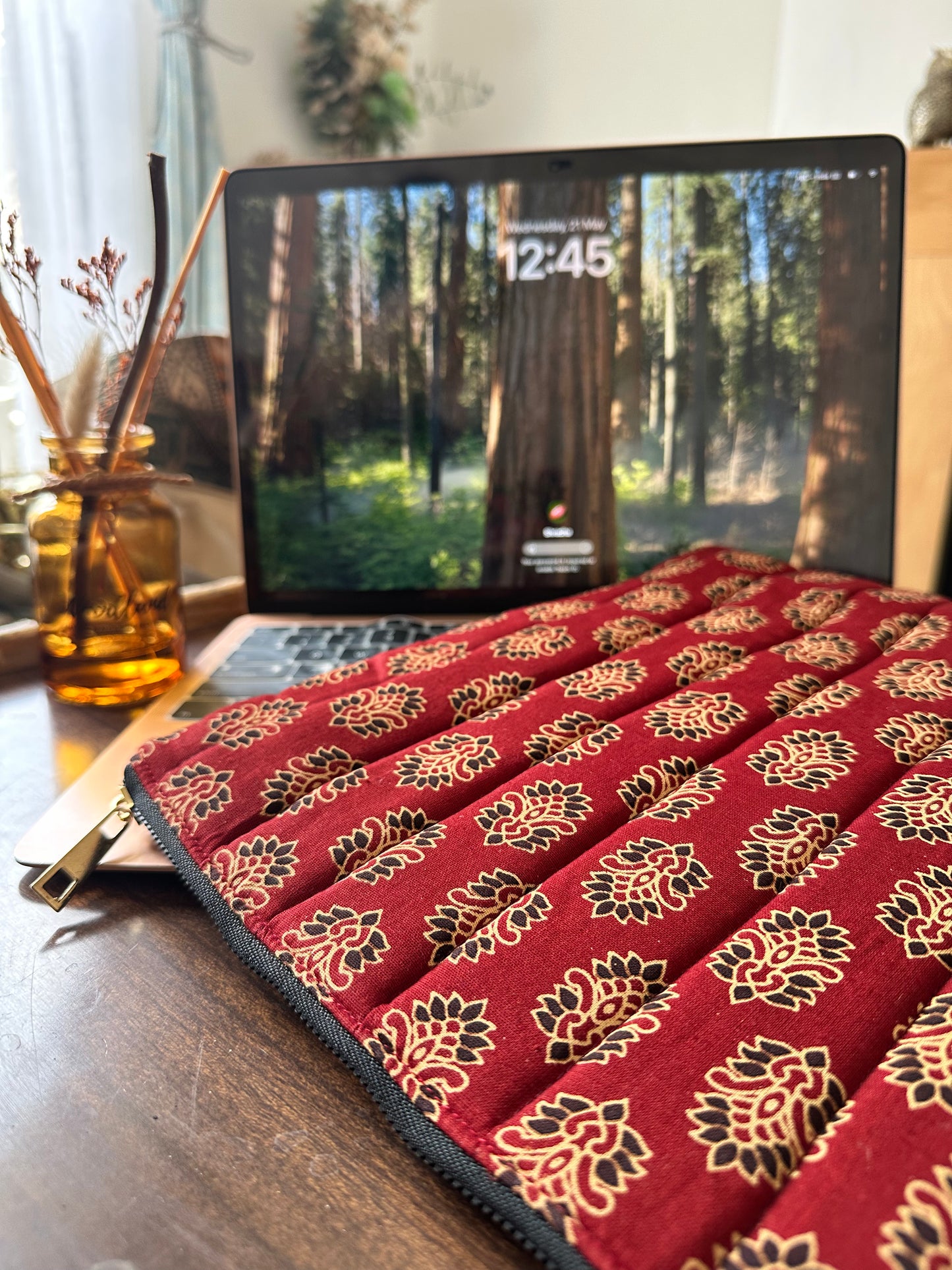 Rooh Ajrakh Blockprint Handmade Zipper Waterproof Laptop Sleeve