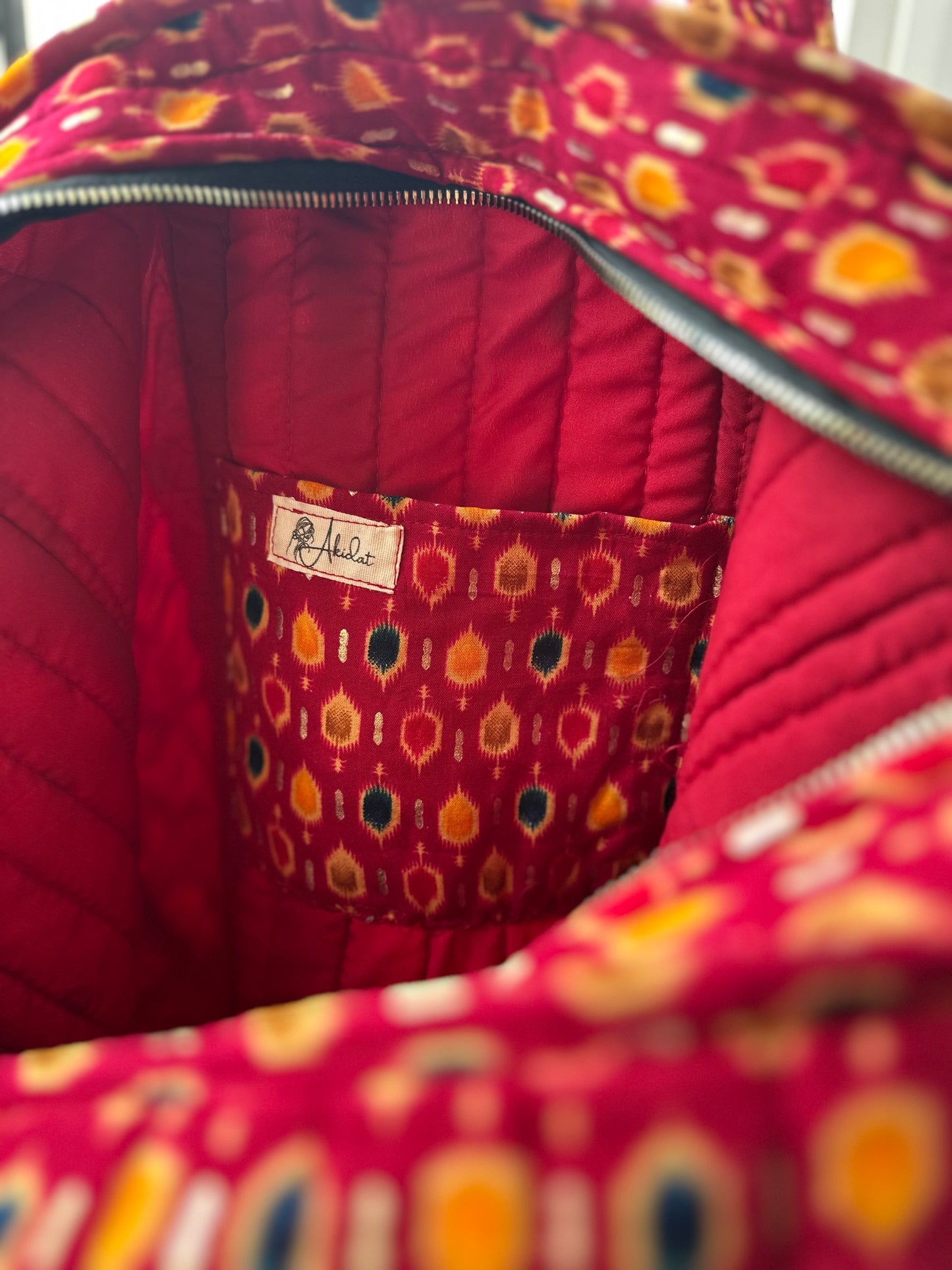 Boho Bazaar Ikat Handmade Shoulder Bag with tassels and Mini Pouch