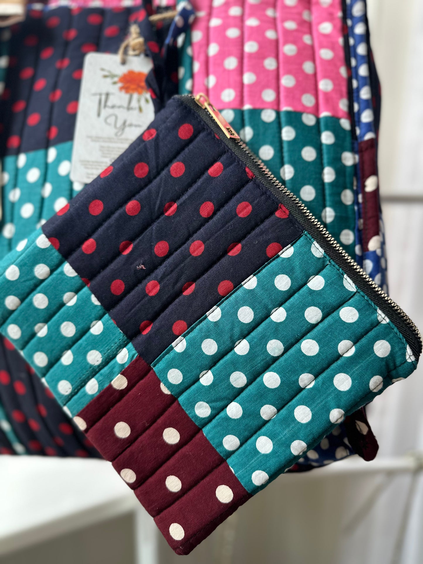 Dottie Mosaic Handmade Shoulder Bag with Scarf and Mini Pouch
