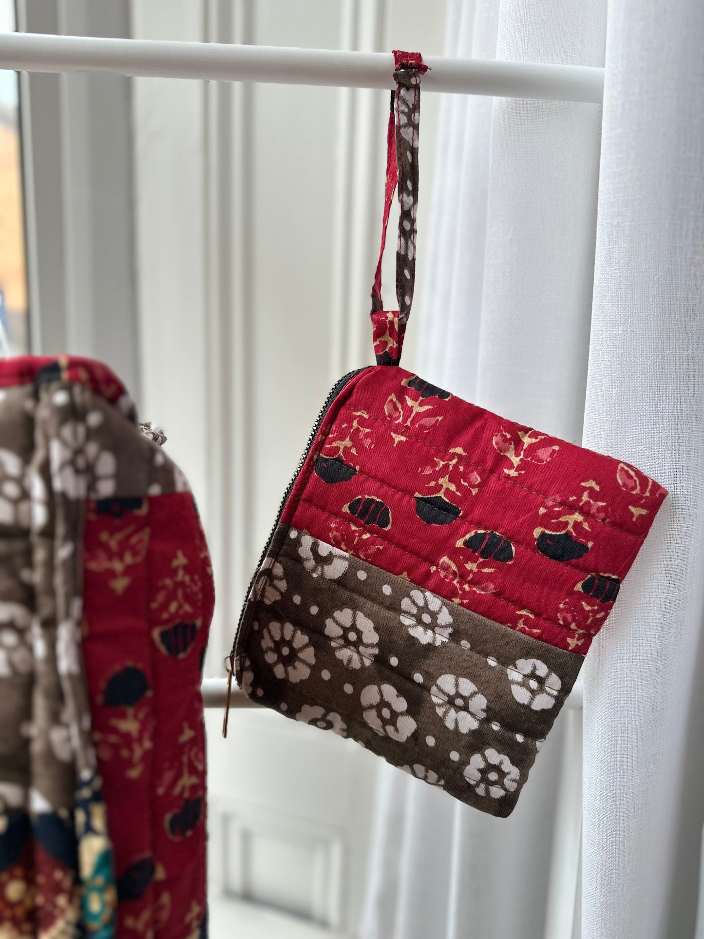 Mudra Blockprint Handmade Shoulder Bag with Tassels and Mini Pouch