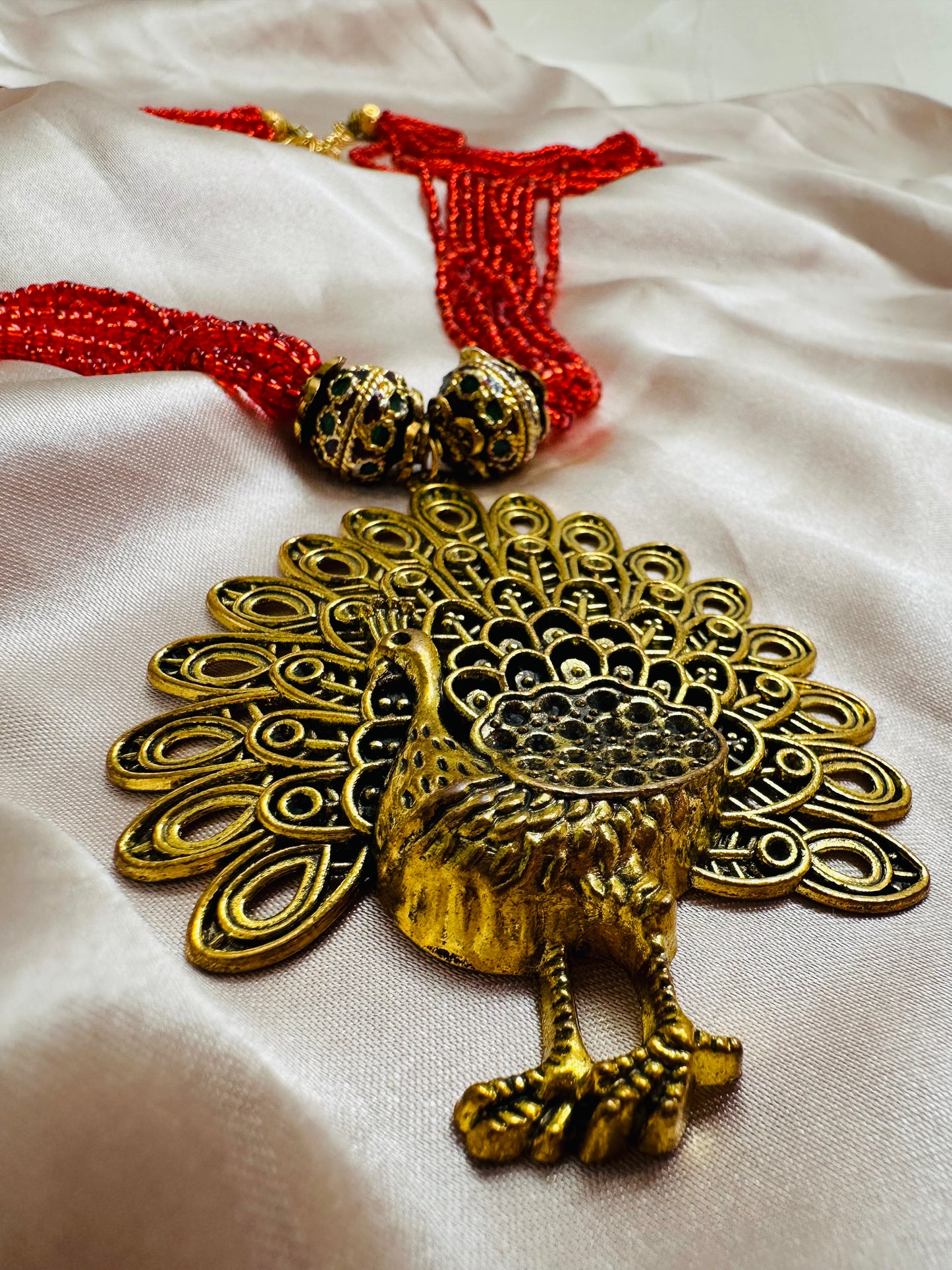 Mayura Mala Beaded Necklace with Pendant