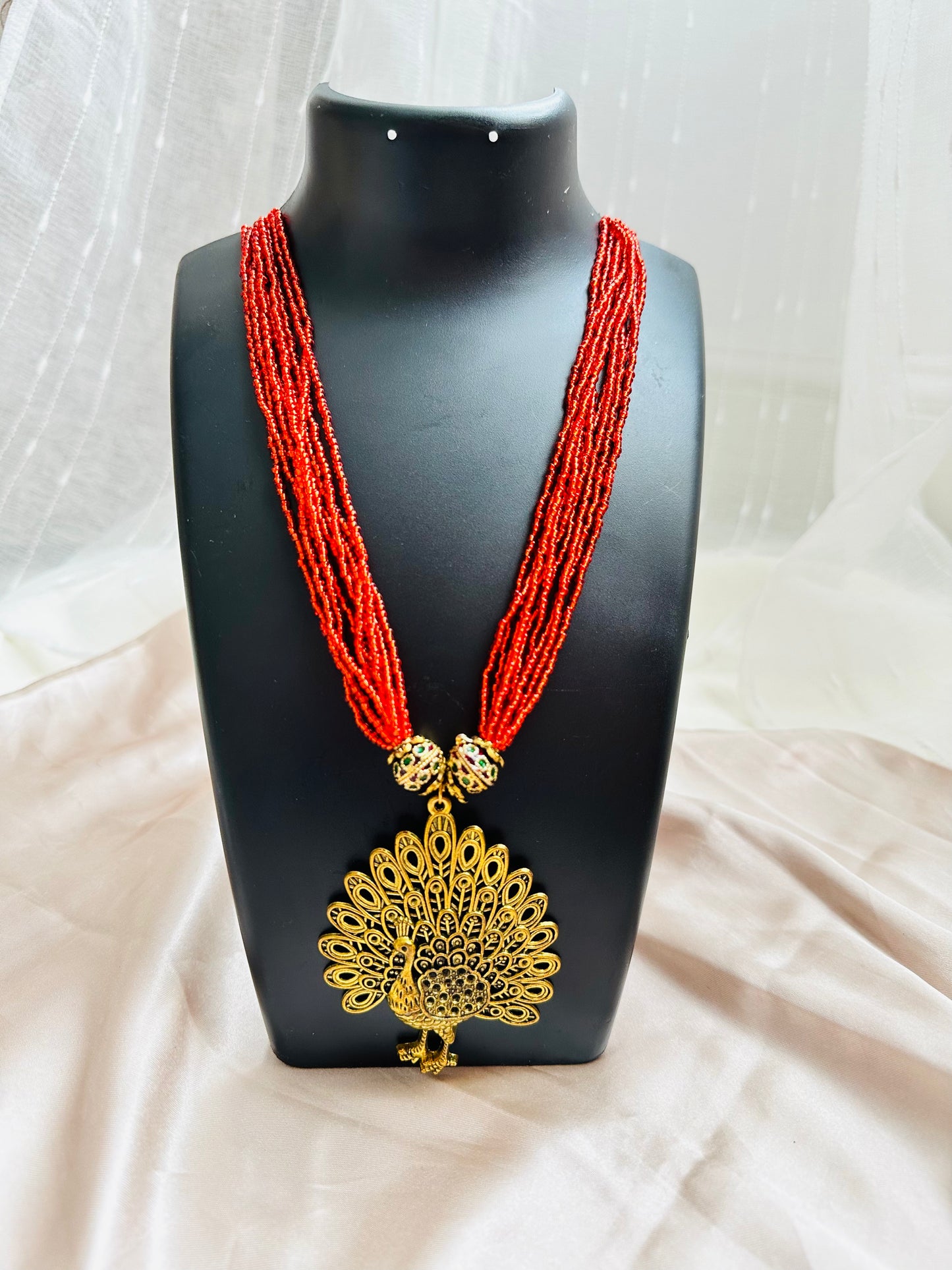 Mayura Mala Beaded Necklace with Pendant