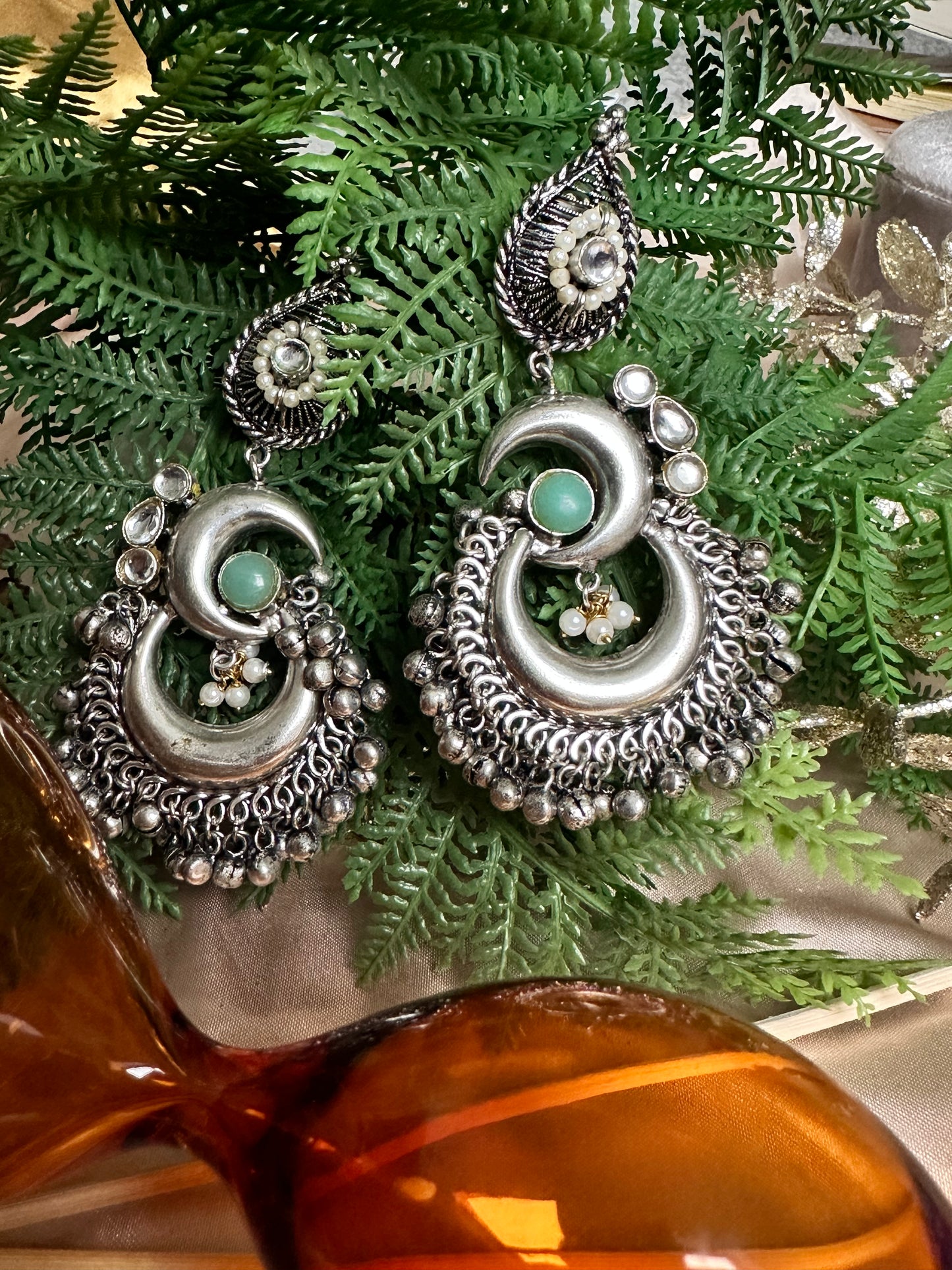 Crescent Moon Chandbali Earrings
