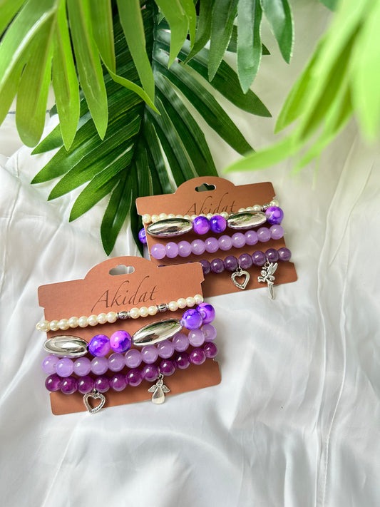 Celestial Harmony Bracelet Set of 4 with Charms