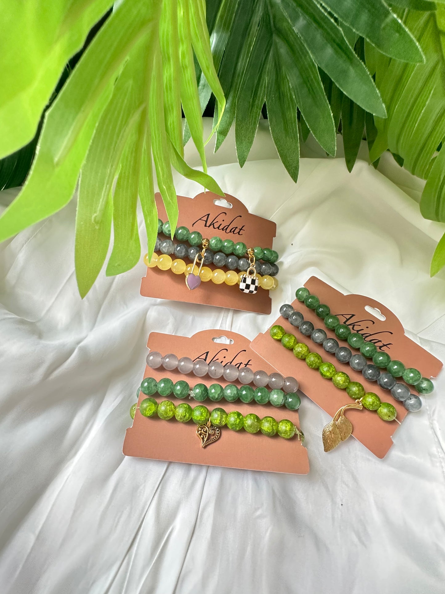 Verdant Harmony Bracelet set of 3 with Charm