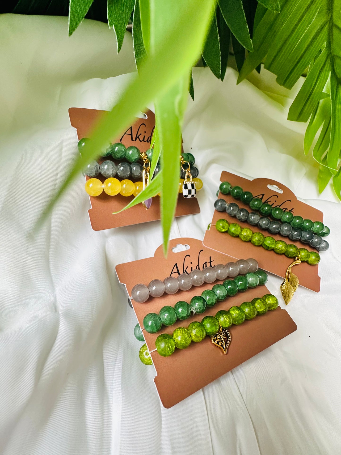 Verdant Harmony Bracelet set of 3 with Charm