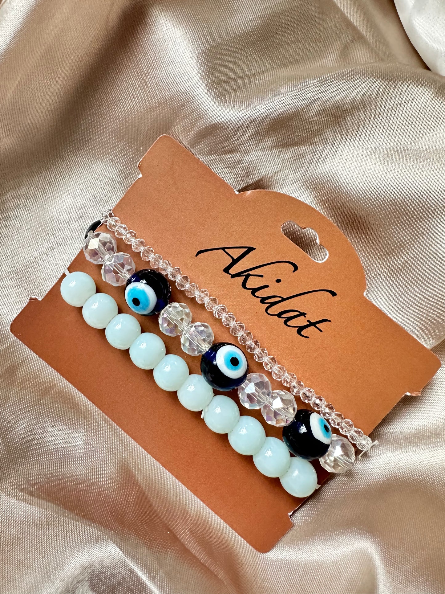 Trinity Charm Evil Eye Bracelet set of 3