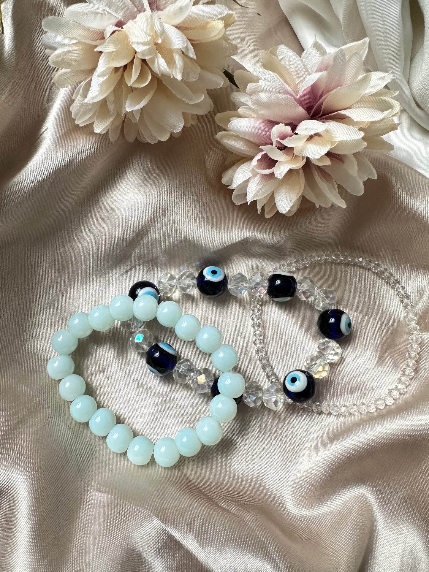 Trinity Charm Evil Eye Bracelet set of 3