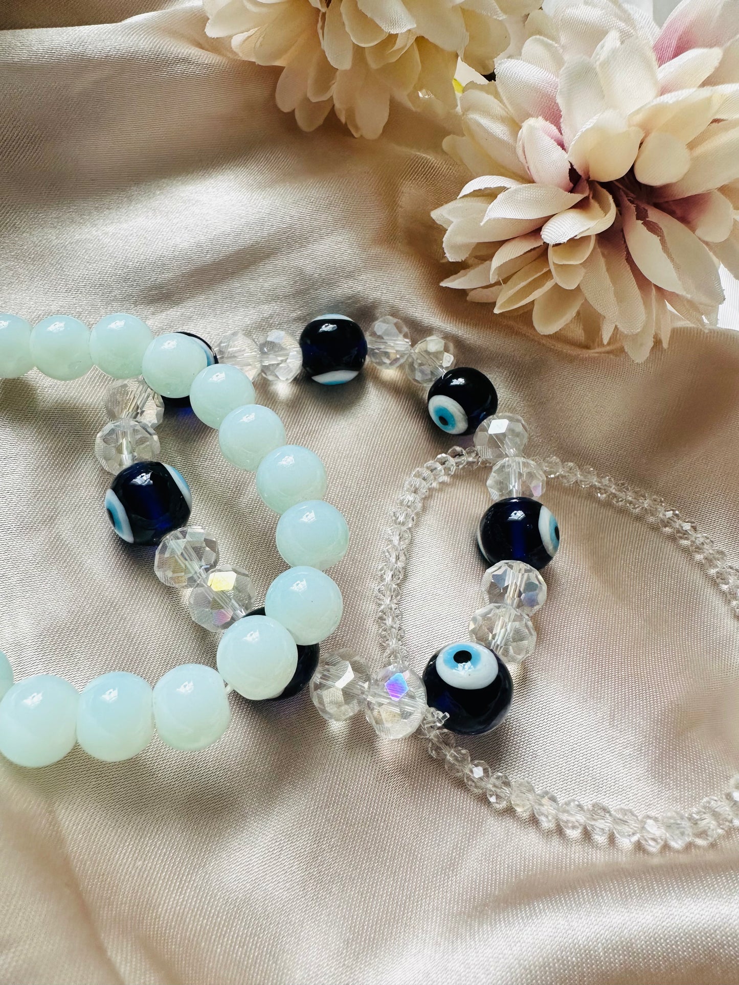 Trinity Charm Evil Eye Bracelet set of 3