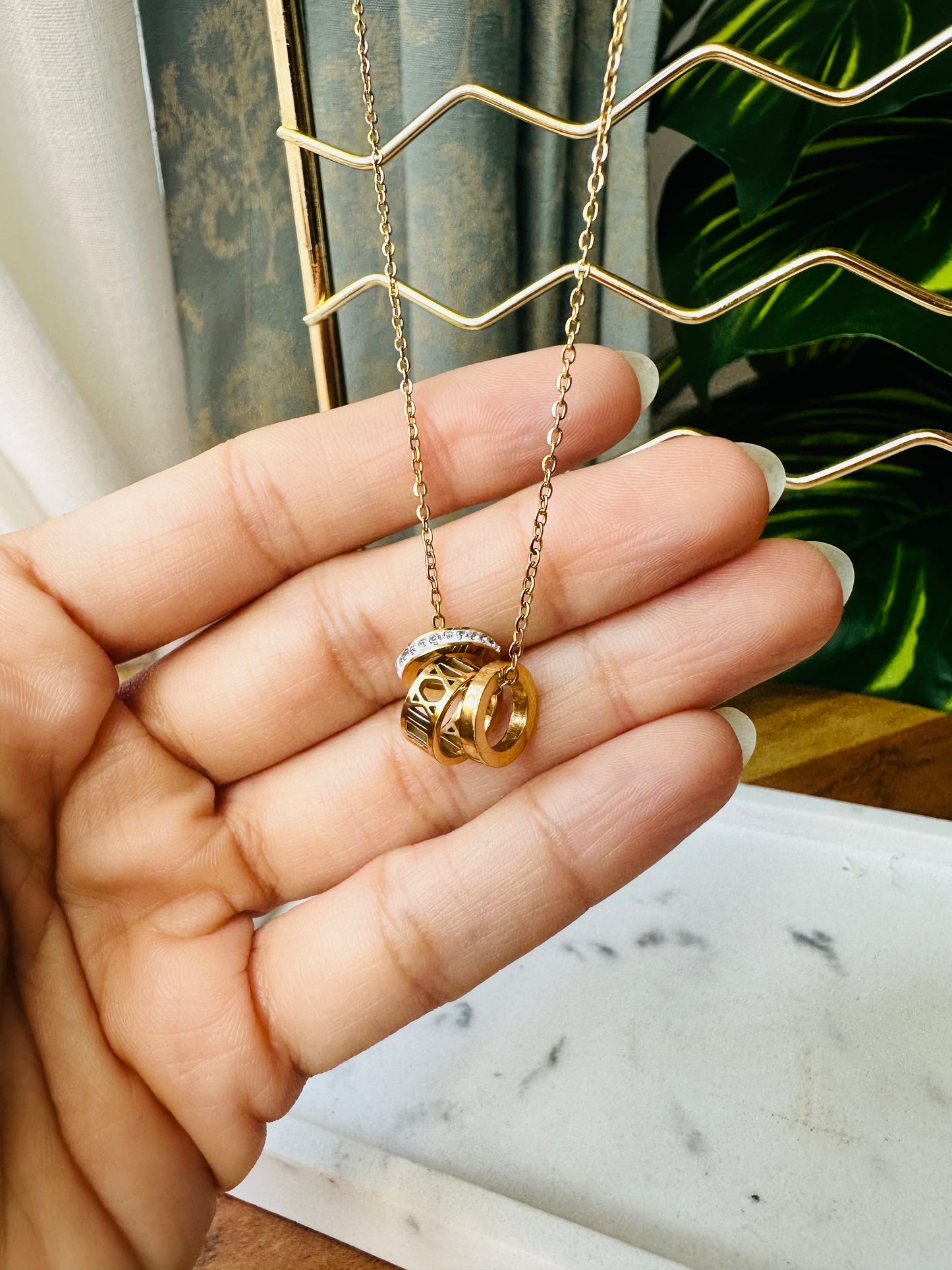 Triple Hoop Golden Elegance Necklace