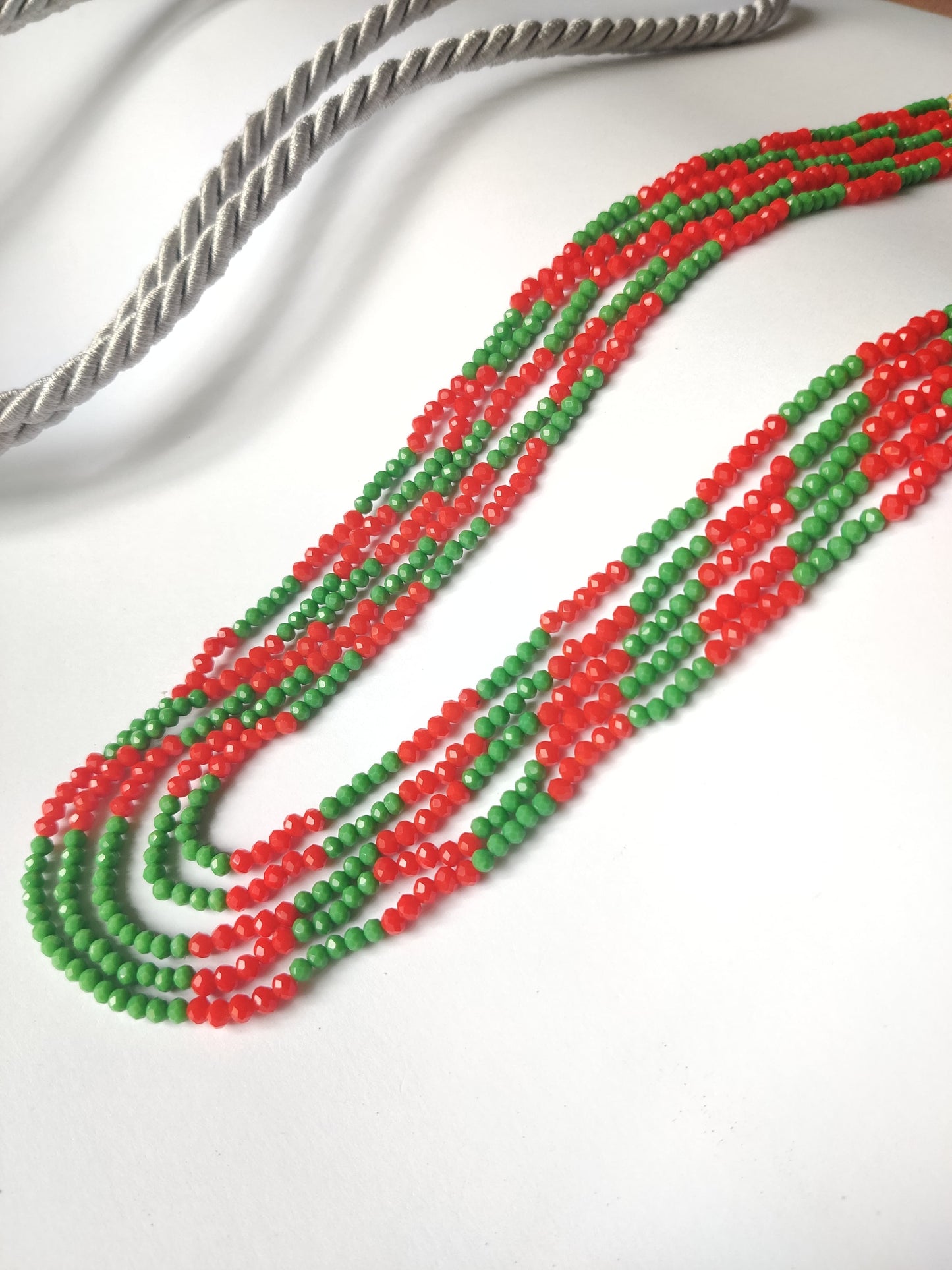 Scarlet and Jade Layered Beaded Necklace