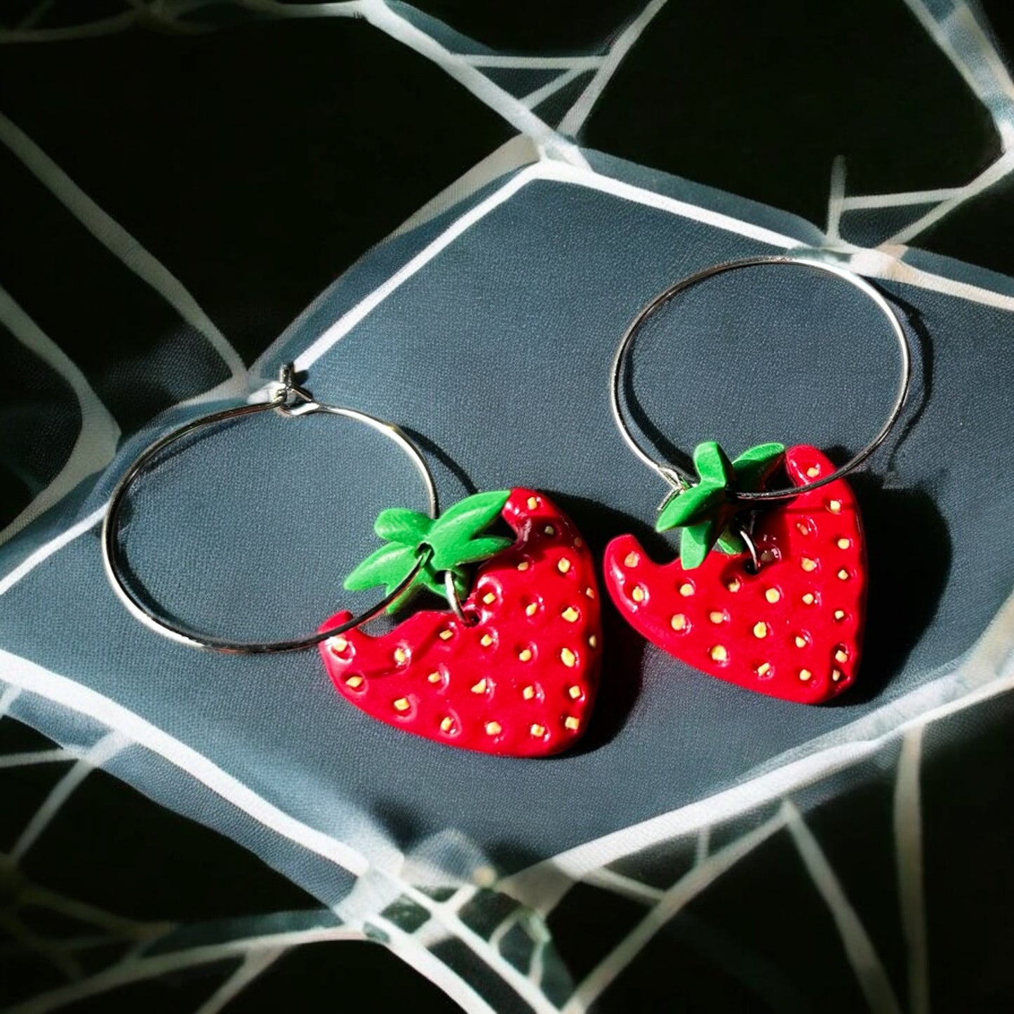 Playful summer earrings inspired by strawberry and nature