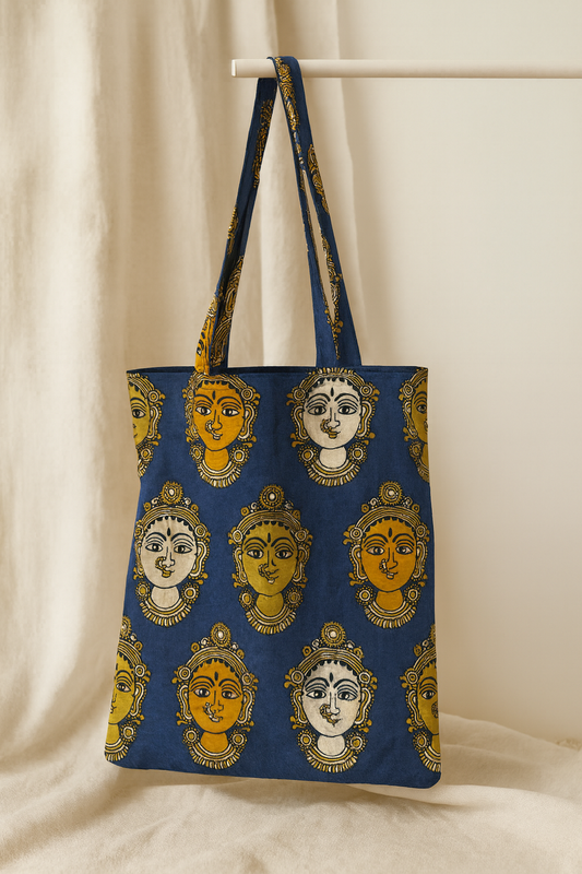 Folk Faces Handmade  Reusable Eco-friendly Tote Bag