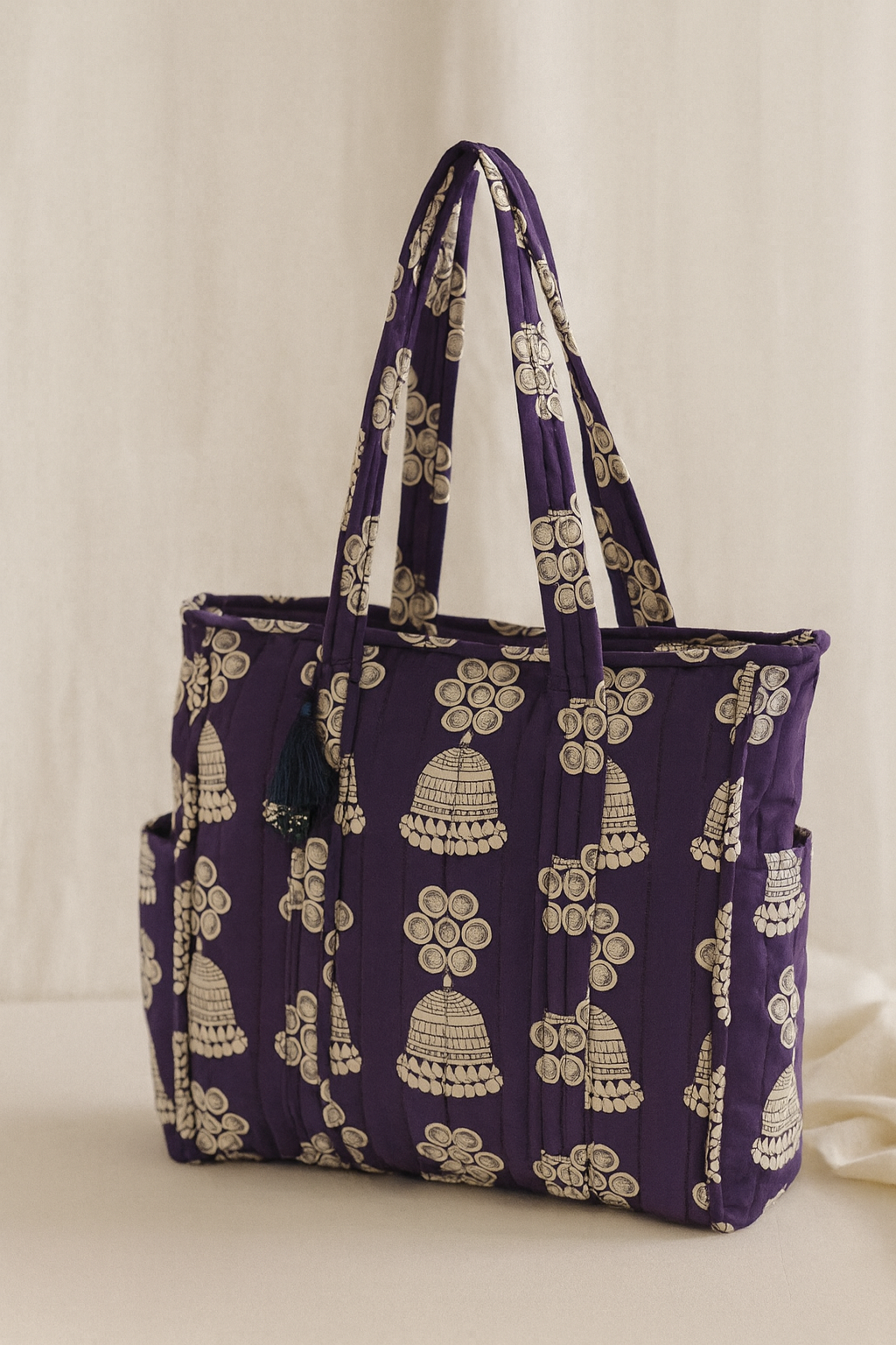 Jhumka Grace Handmade Zipper Shoulder Bag with Bottle Holder Pocket
