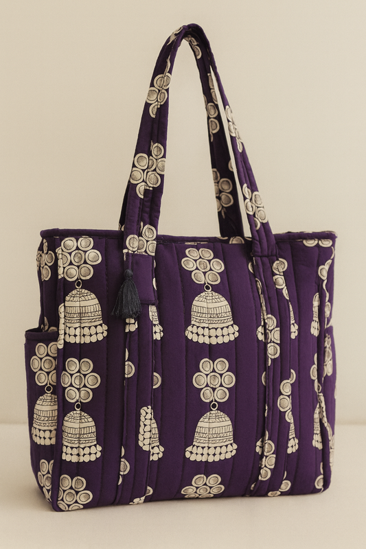 Jhumka Grace Handmade Zipper Shoulder Bag with Bottle Holder Pocket